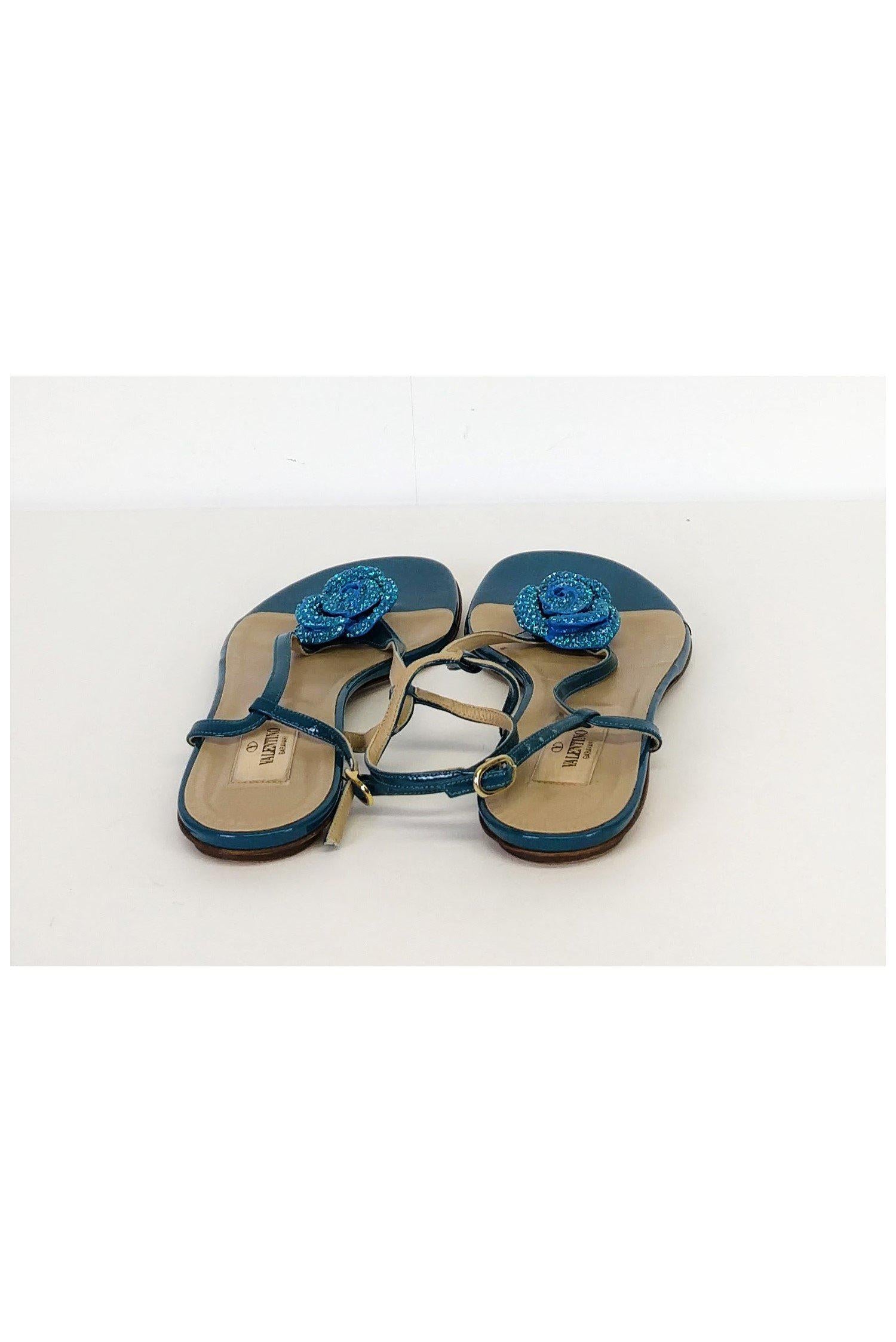 Valentino Teal Floral Dream Sandals - Size 9.5