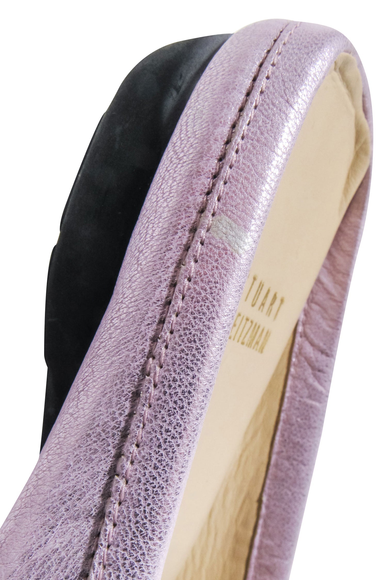 Stuart Weitzman Lavender Metallic Leather Mule Loafers with Crystal Rhinestones - Size 7