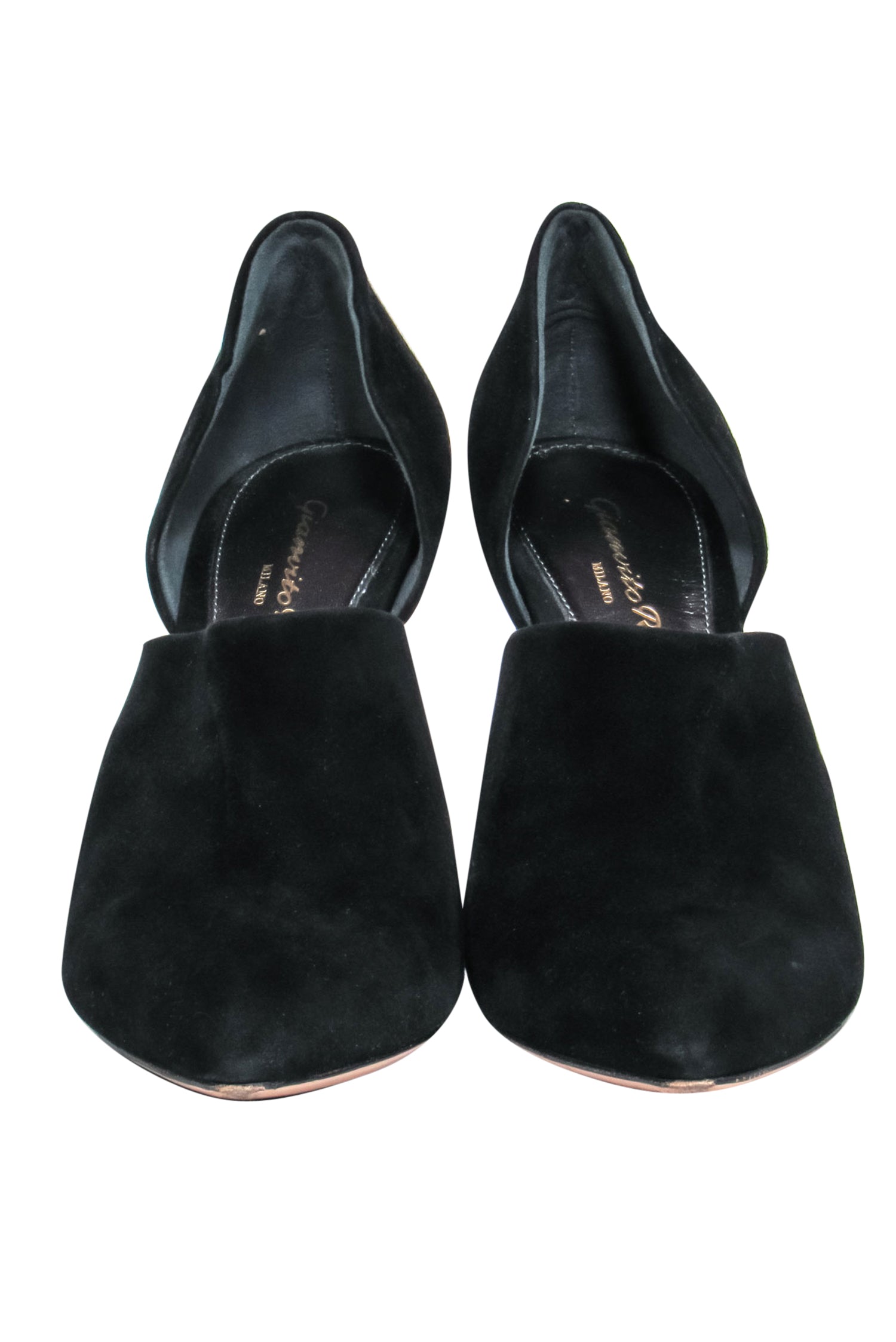 Gianvito Rossi Black Suede Pointed Toe Cutout Heels - Size 8 - Irresistible Style!