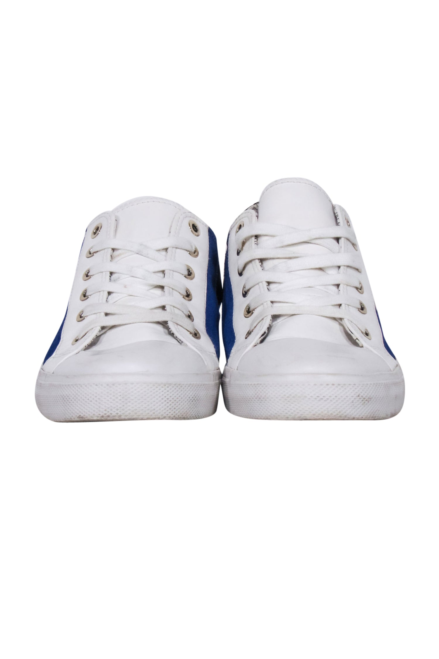 Love Moschino Stylish Lace - Up Sneakers in White, Blue & Black, Size 8