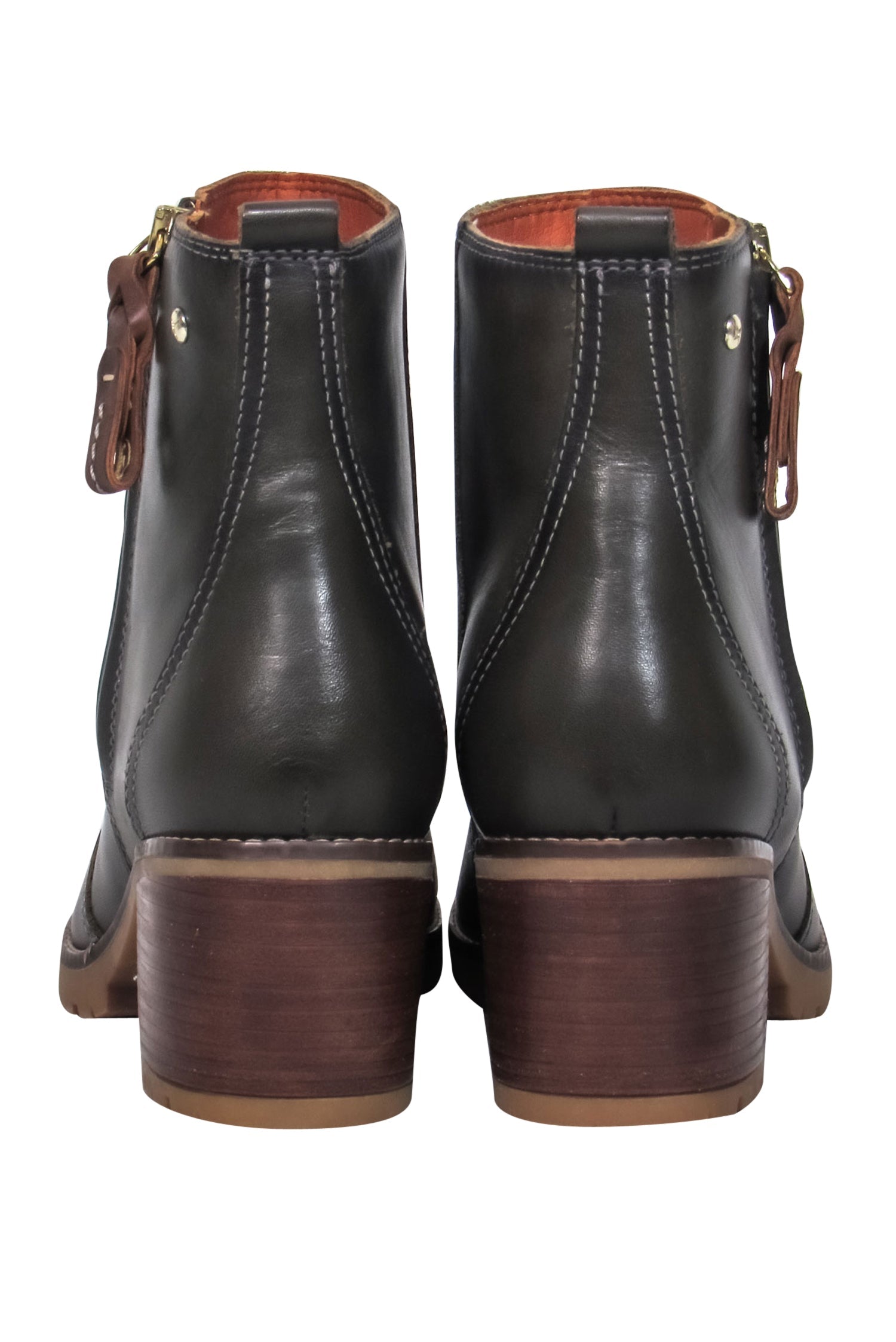 Pikolinos Brown Leather Block Heel Ankle Booties - Size 10 - Fall Fashion Must-Have