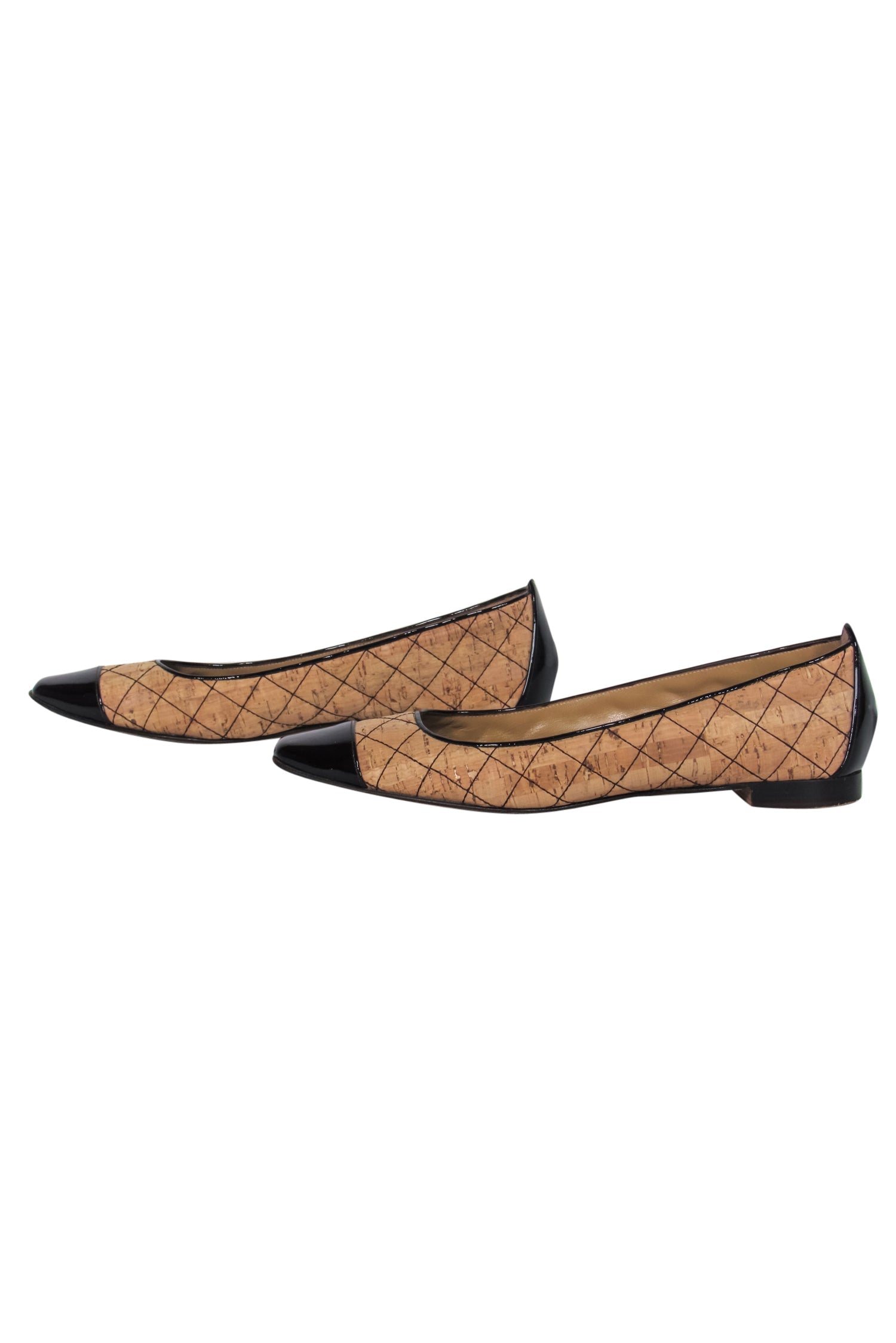 Manolo Blahnik Tan Cork Quilted Ballet Flats with Toe Cap - Size 11: A Timeless Parisian Style!