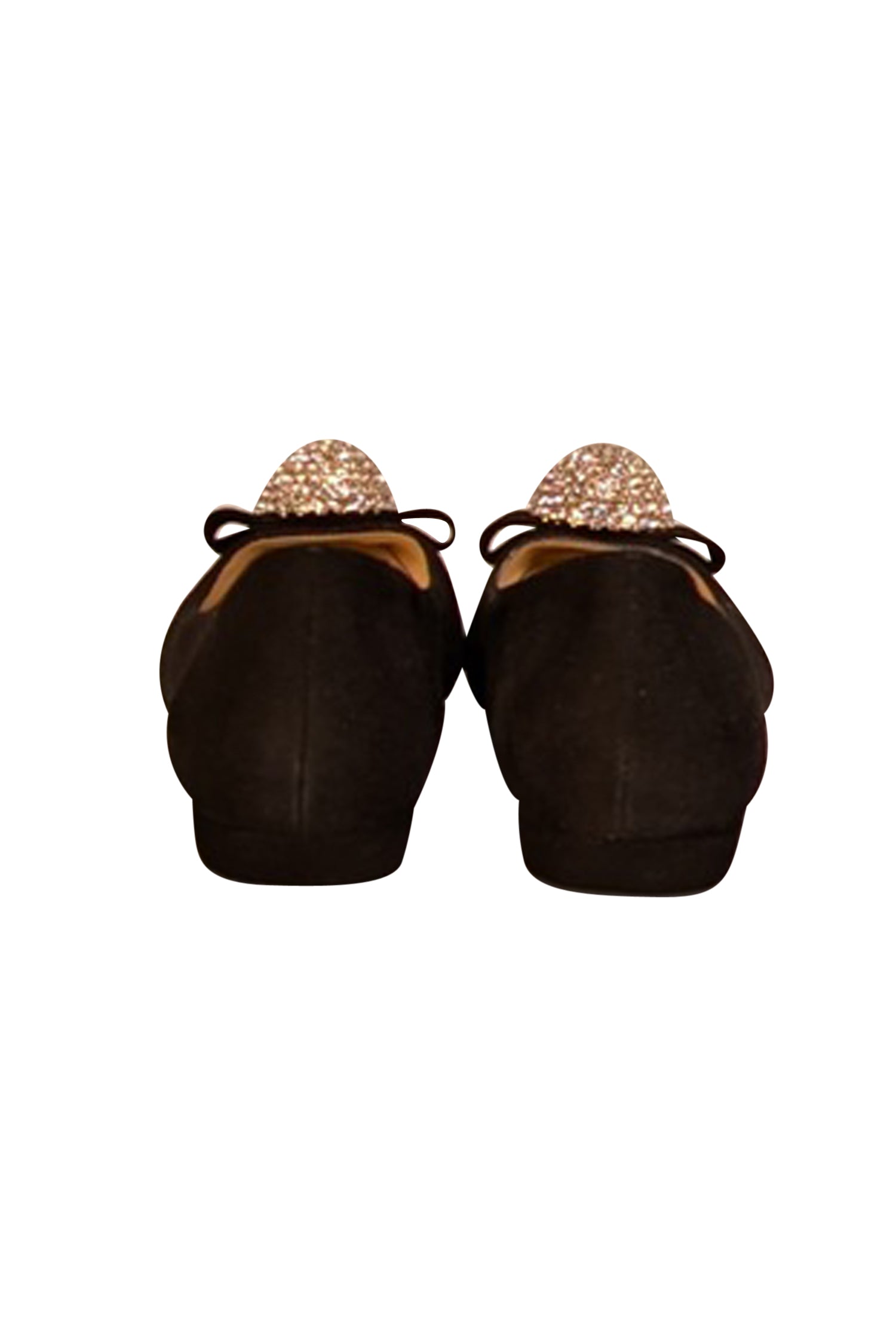 Kate Spade Black Suede Rhinestone Ball Toe Flats - Size 7.5