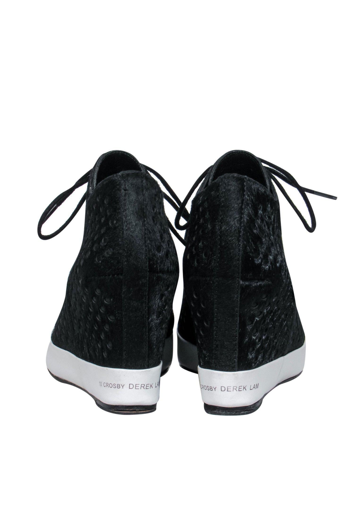Derek Lam 10 Crosby - Stylish Black Perforated Ponyhair Sneakers Size 6.5
