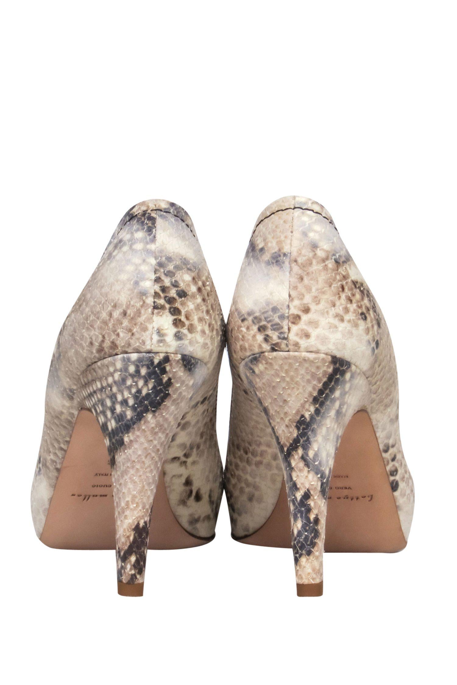 Bettye Muller's Fiery Cream & Grey Snakeskin Pumps - Size 6