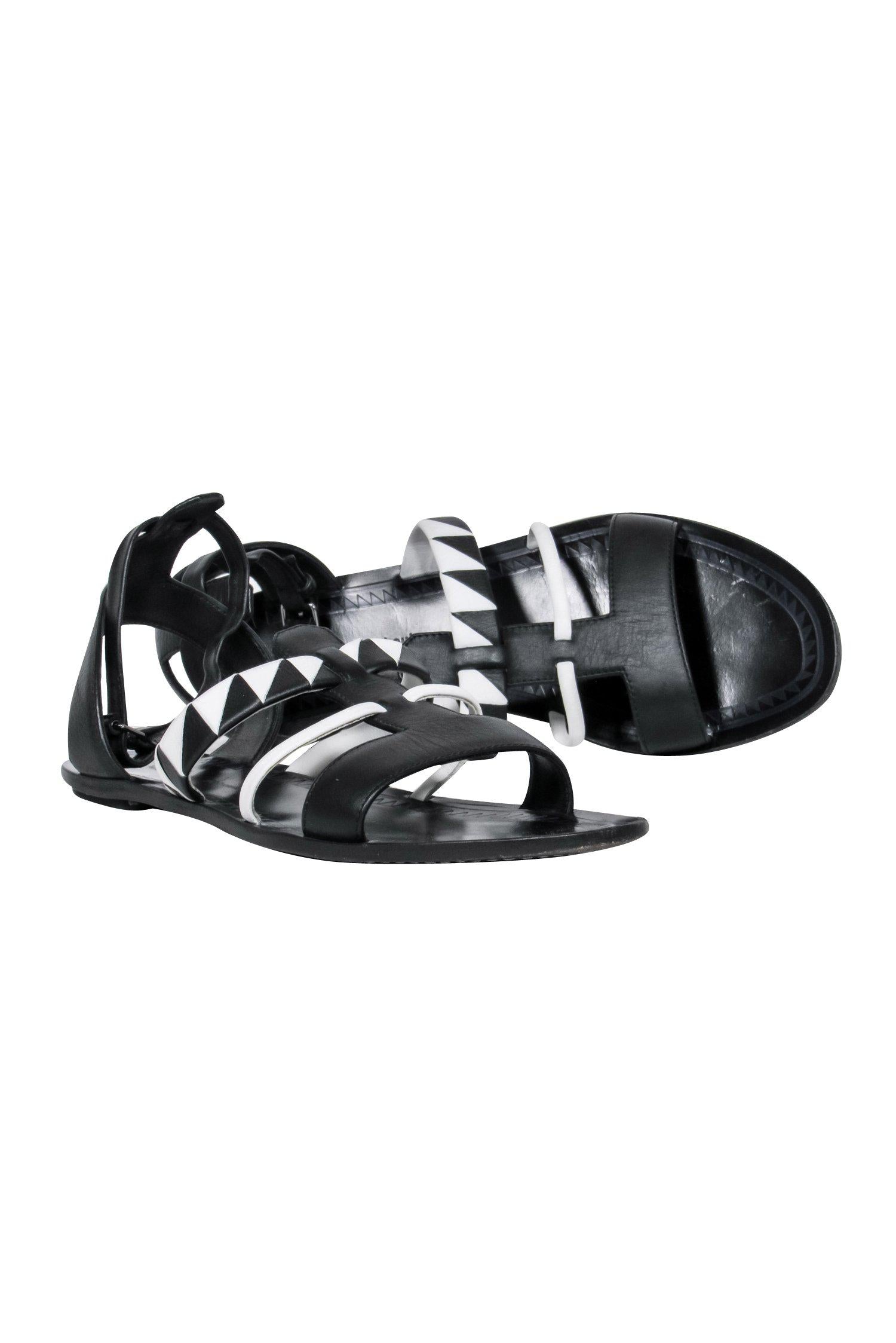 Proenza Schouler - Stunning Black & White Geometric Woven Strappy Sandals in Size 9
