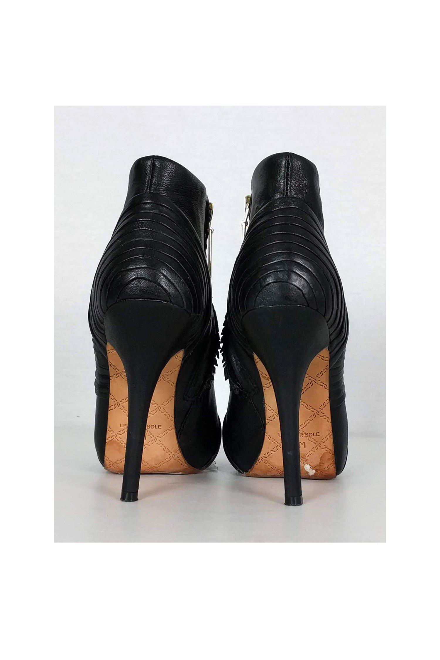 L.A.M.B. Stylish Black Leather Booties - Size 6