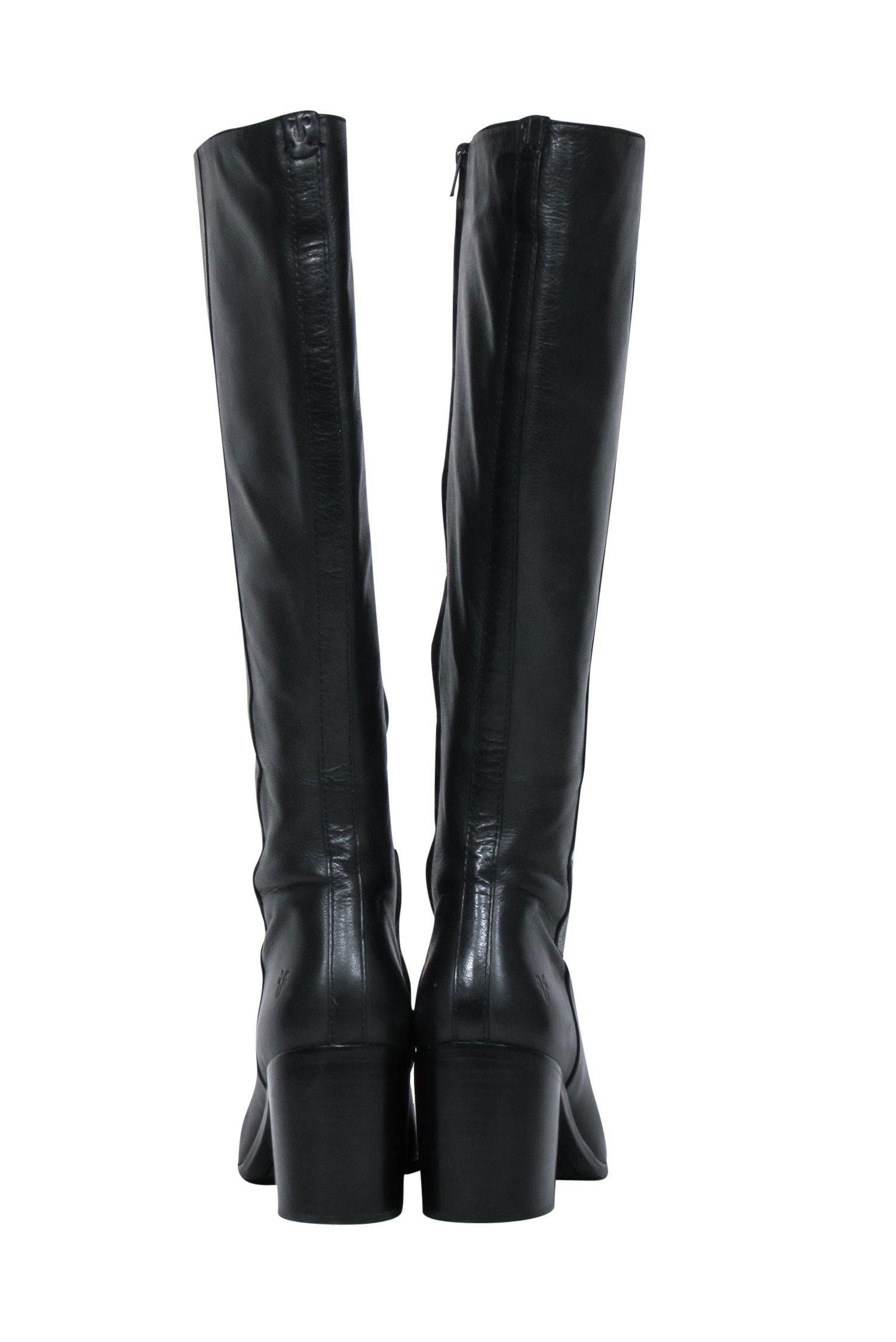 Frye Black Leather Heeled Knee-High Boots - Size 7: Fall Fashion Must-Have!