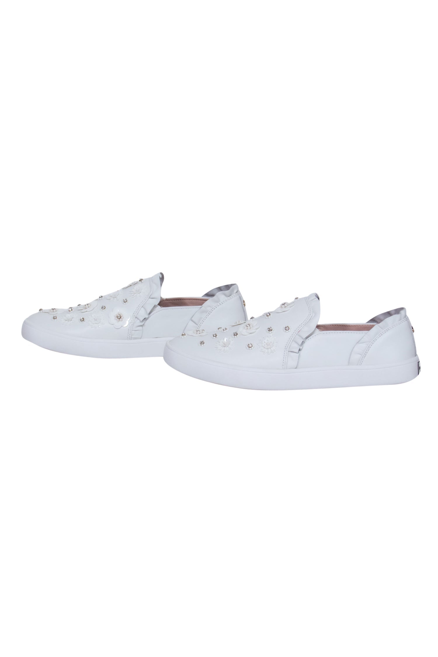 Kate Spade's Sparkling White Leather Louise Slip-On Sneakers - Size 7.5