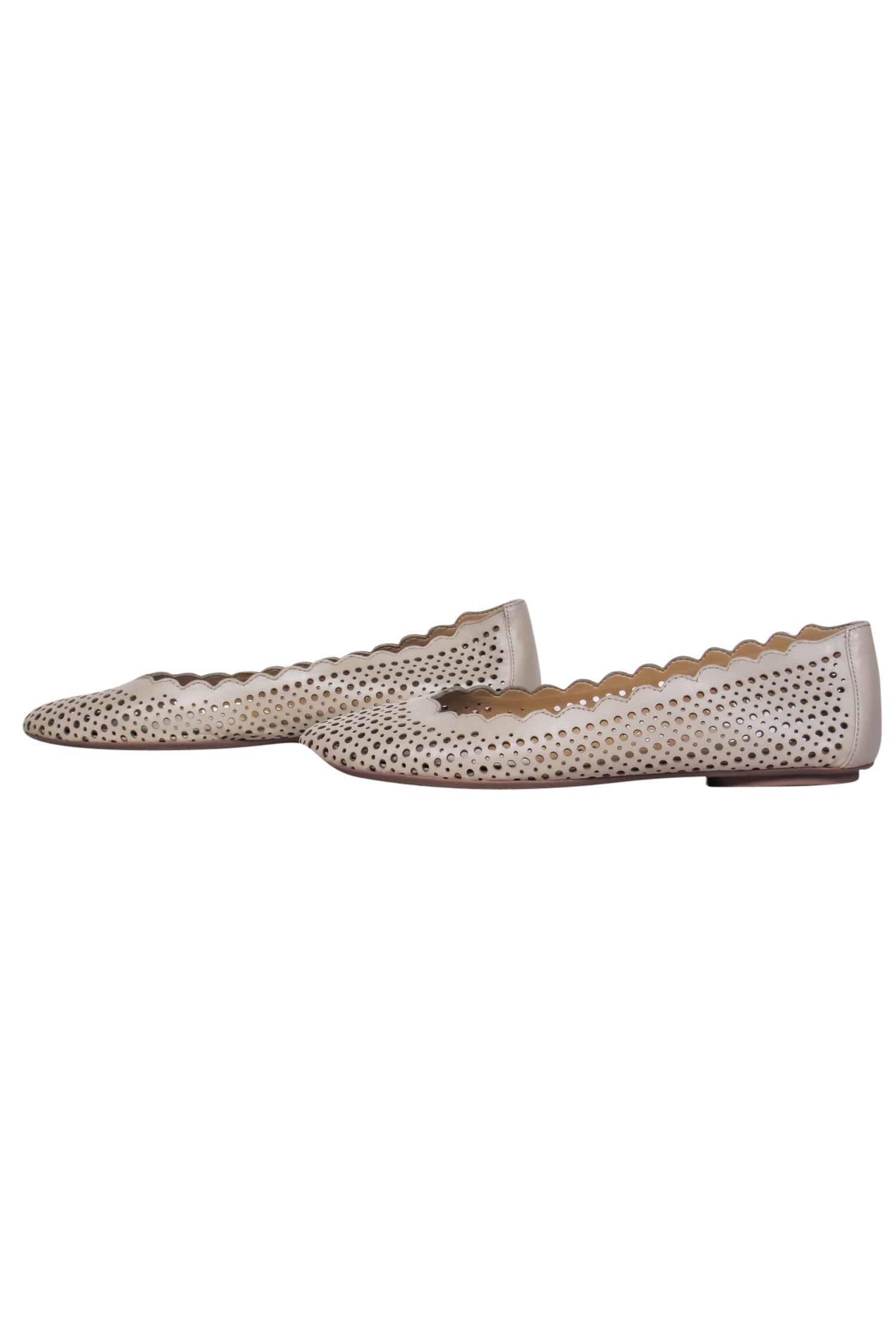 Neiman Marcus Taupe Pinhole Laser Cut Leather Ballet Flats - Size 8: Elevate Your Style!