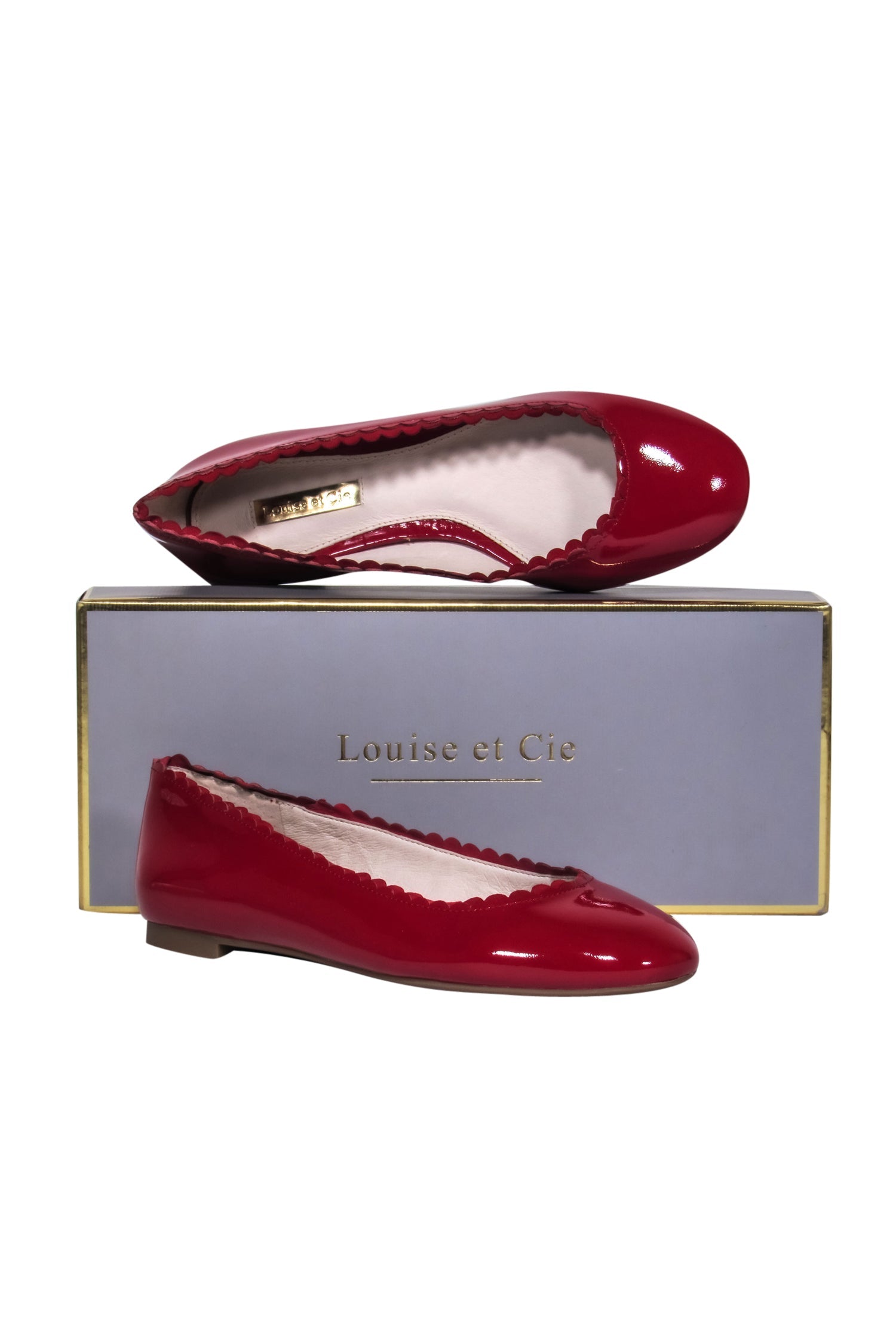 Louise et Cie - Stunning Red Patent Leather Caynlee Scalloped Edge Ballet Flats in Size 6
