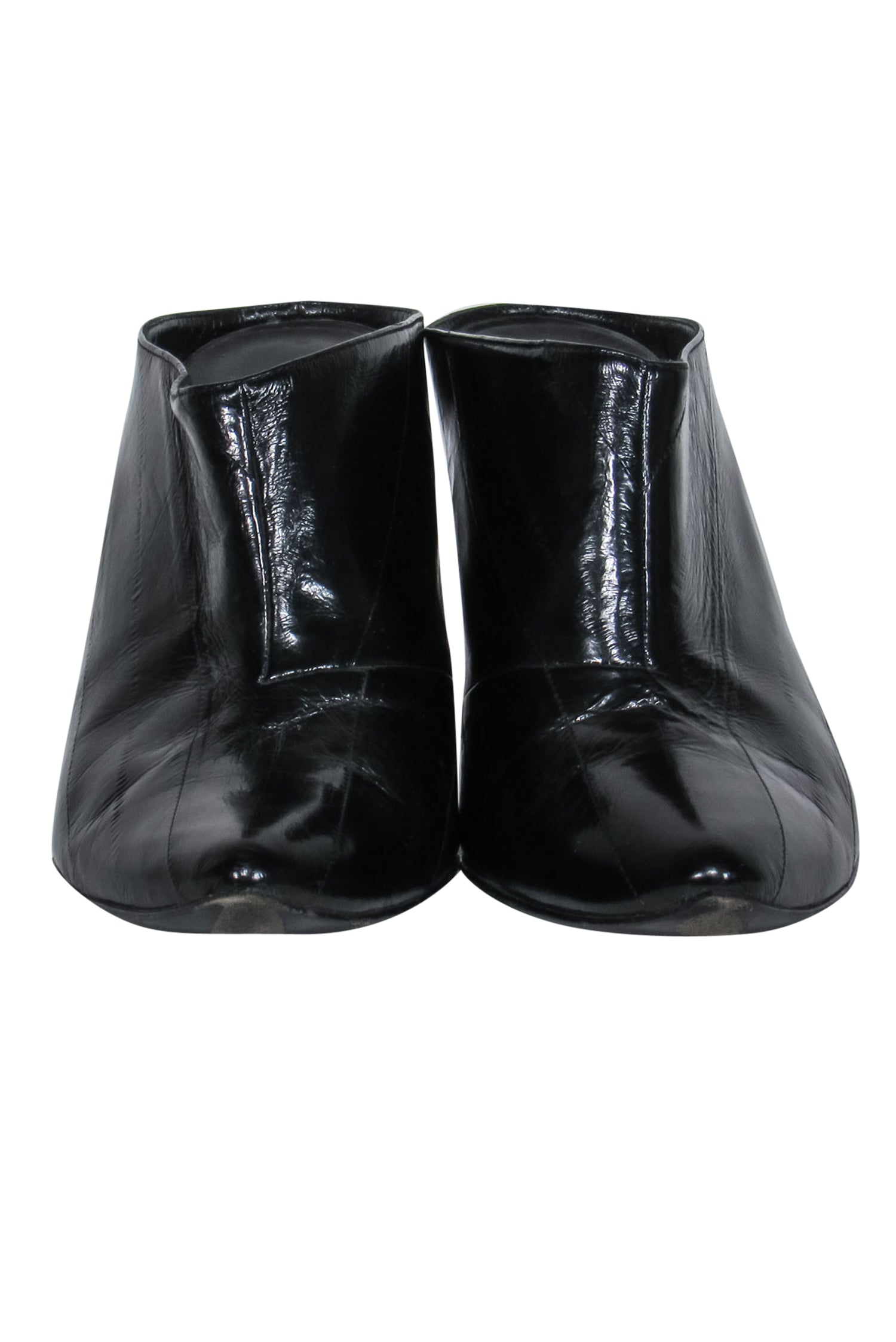 Sigerson Morrison Black Textured Patent Leather Wedge Mules - Size 10, Make a Statement!
