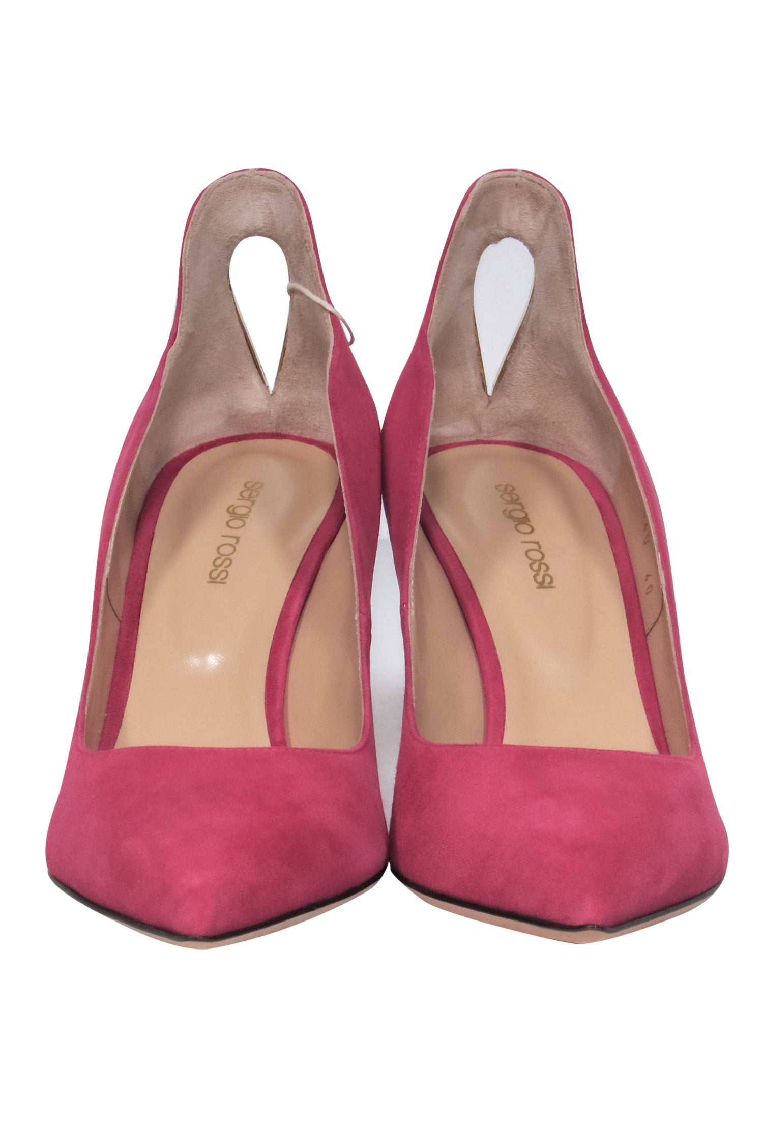 Sergio Rossi Raspberry Pink Suede Women's Pumps with Back Cutouts, Size 10