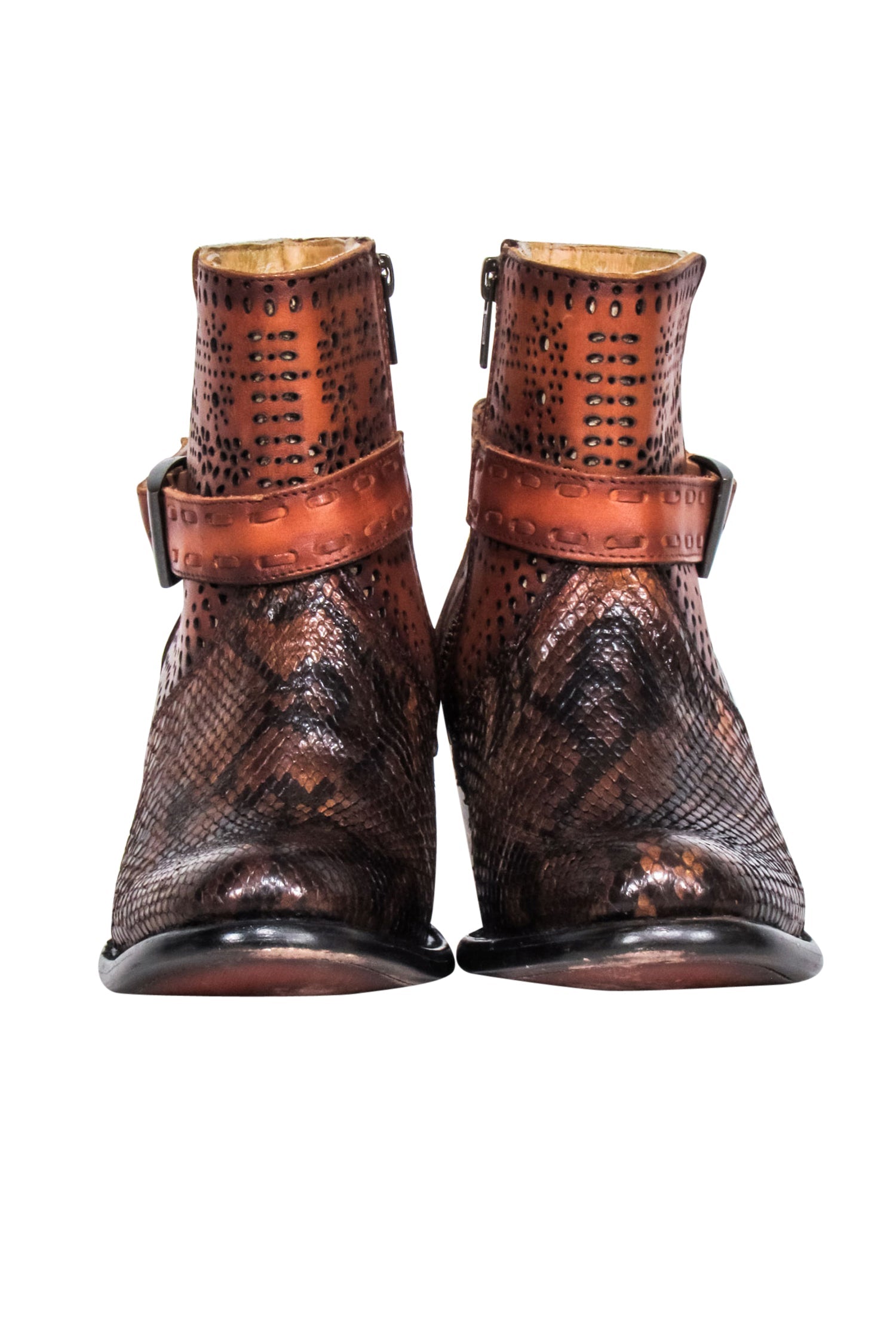 JB Dillion Tan & Brown Leather Short Boots - Size 7: Add Wild Flair to Your Fall!
