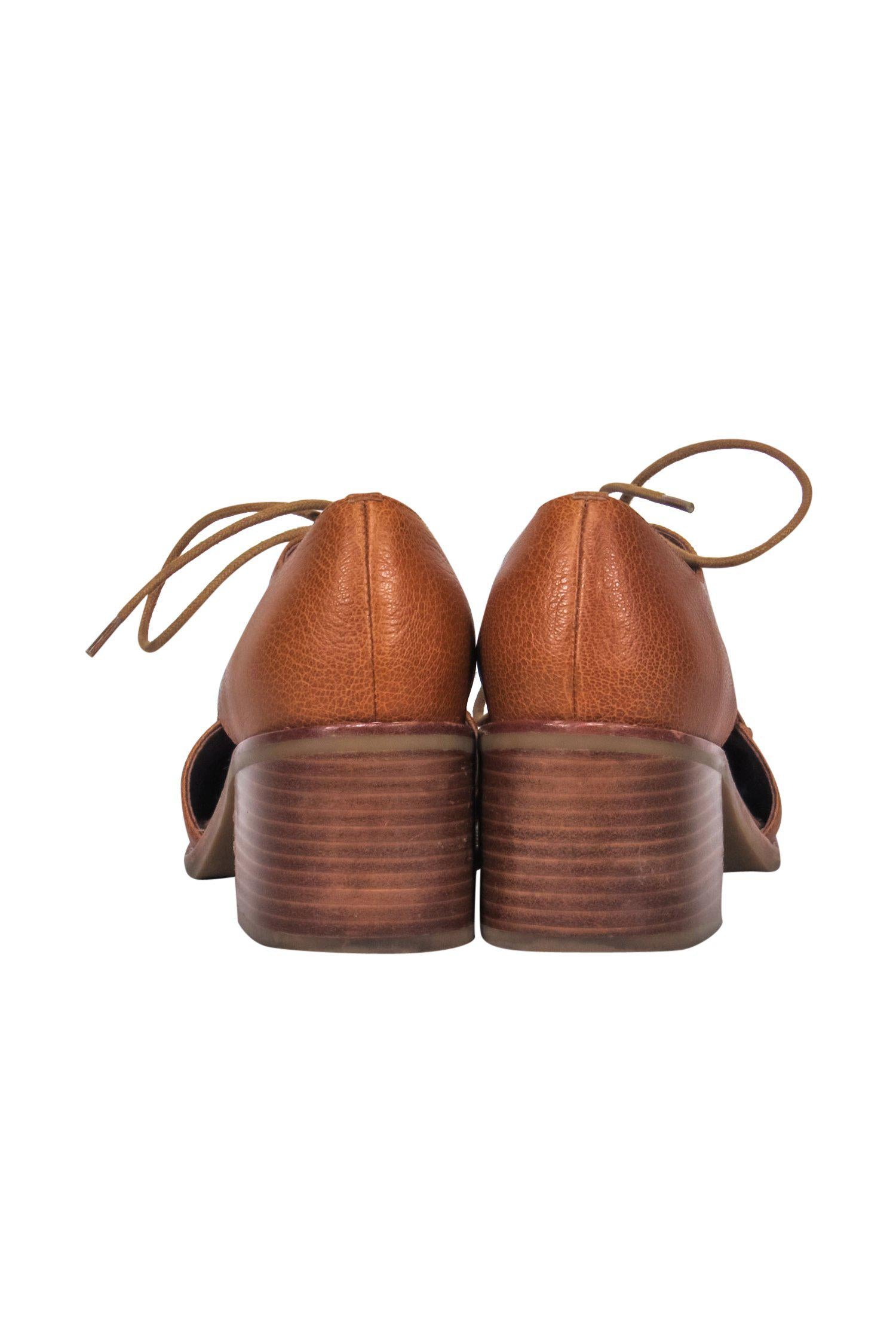 Jeffrey Campbell's Stunning Brown Block Heeled Oxfords with Cutouts - Size 8