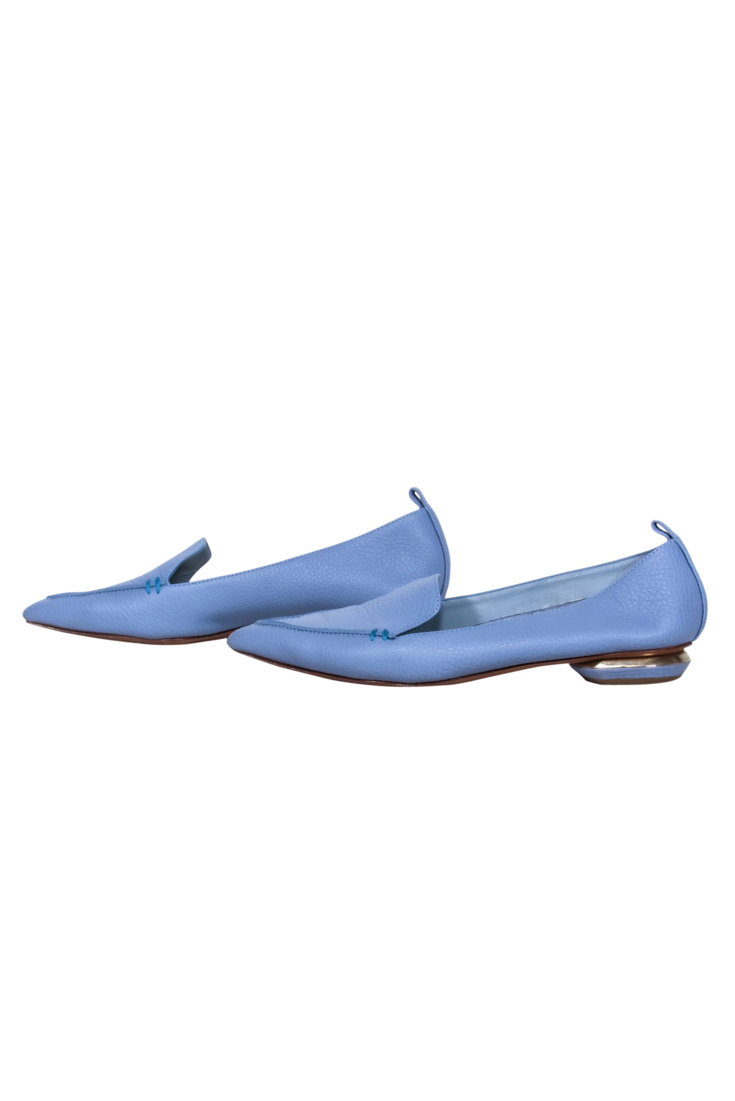 Nicholas Kirkwood - Stunning Light Blue Pebbled Leather Beya Loafers in Size 5.5