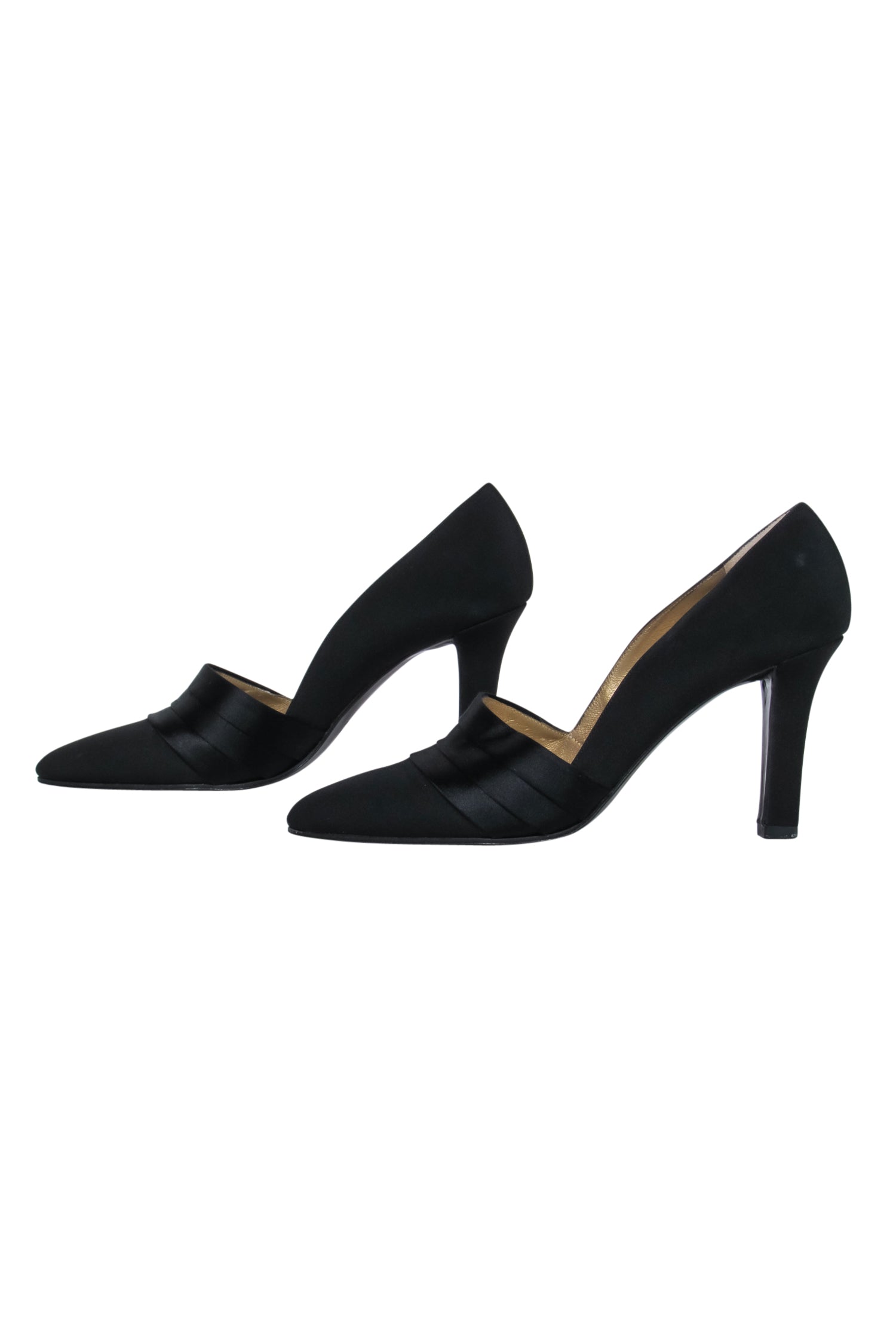 Yves Saint Laurent Elegant Black Pointed Toe Pleated Pumps - Size 7.5