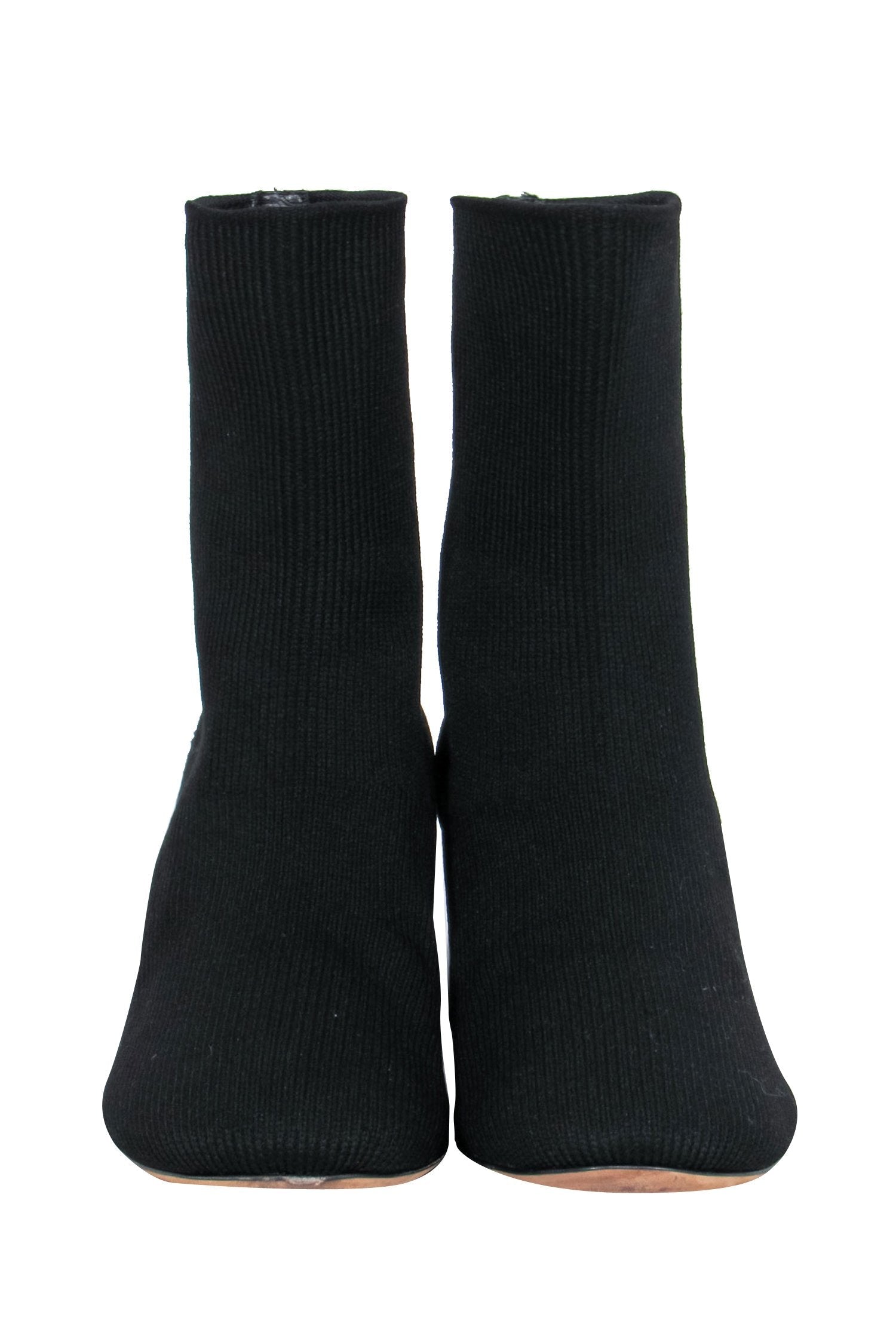 Vince Black Ribbed Knit Block Heel Tasha Ankle Booties - Size 8.5: A Must-Have for Chilly Days!