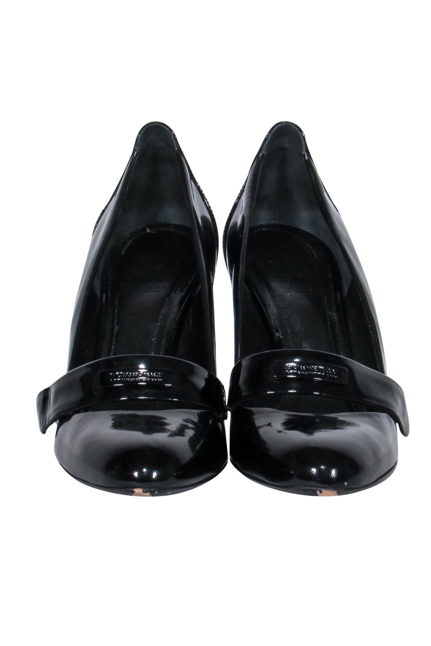 Burberry Black Patent Logo Strap Heels - Size 6.5: A Timeless Fashion Statement
