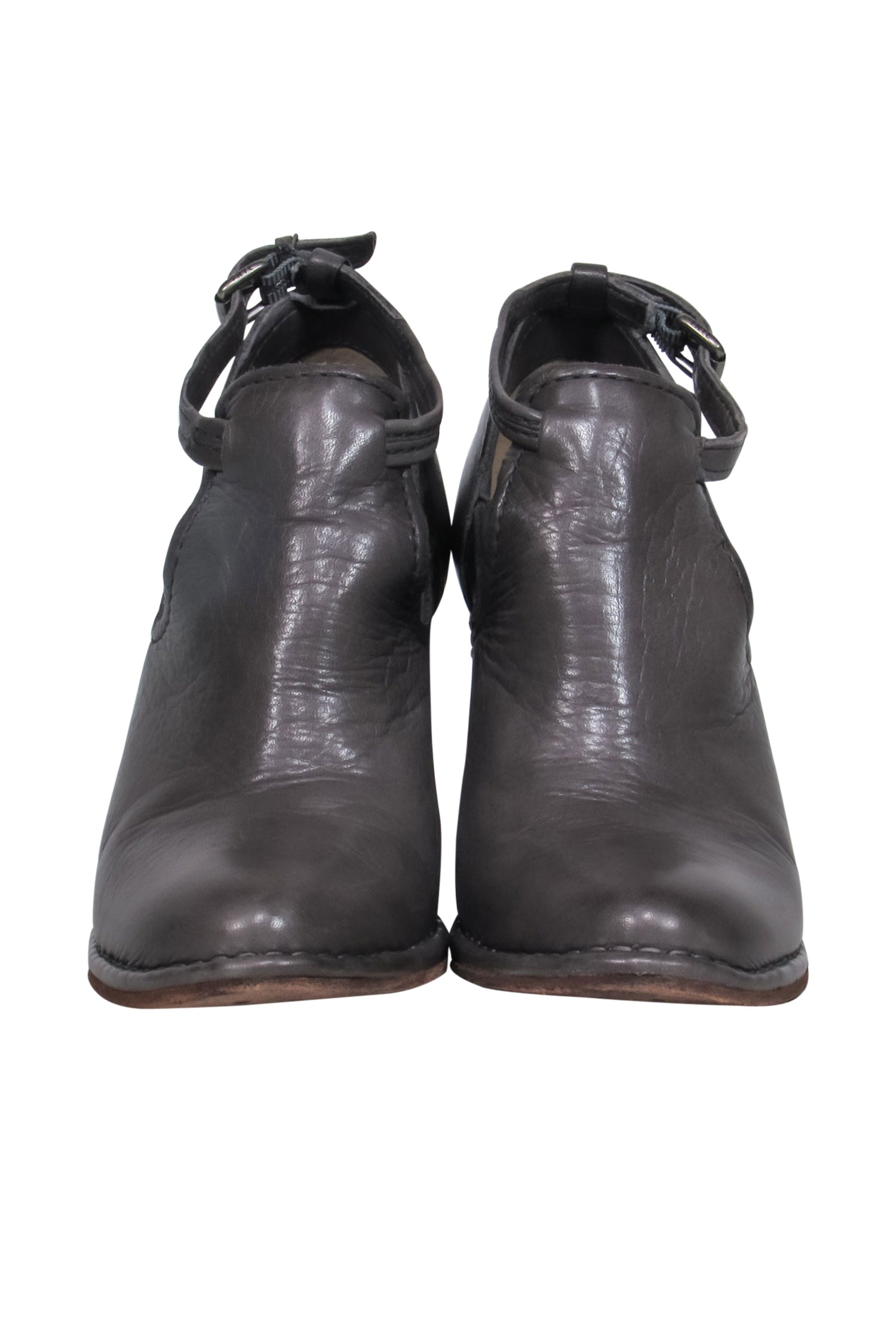 Frye Charcoal Leather Margaret Heeled Booties with Cutouts - Size 6.5