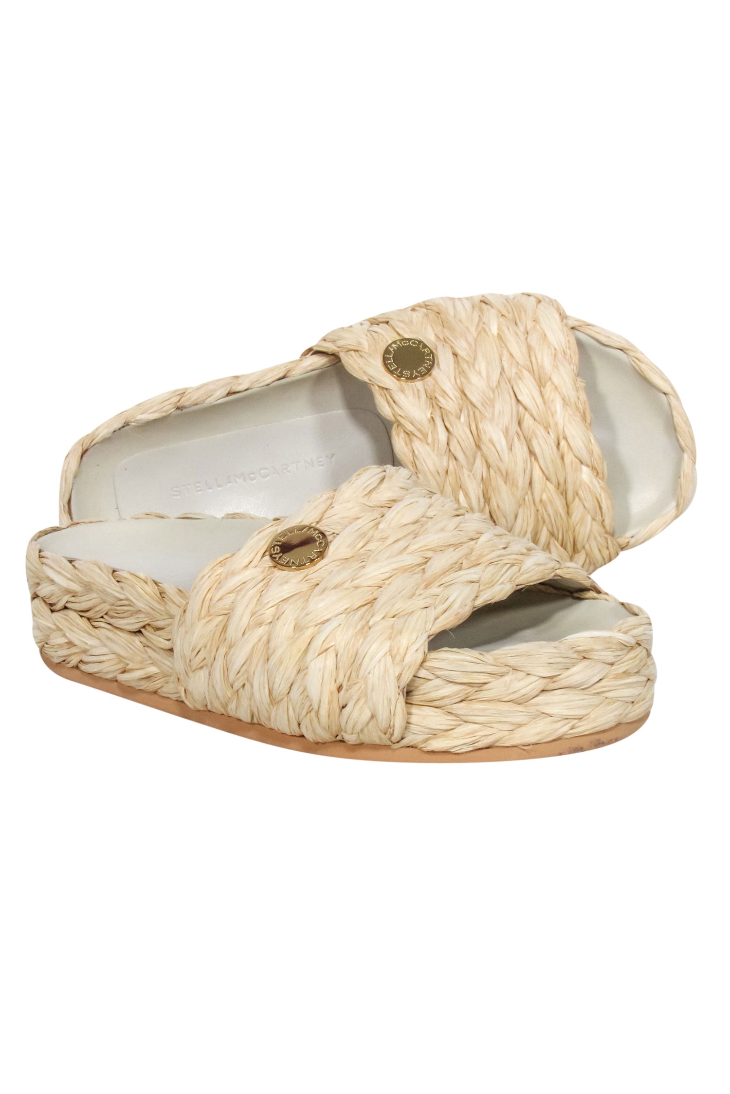 Stella McCartney's Beige Skyla Raffia Slide Sandals - Size 6: The Ultimate Vacation Essential