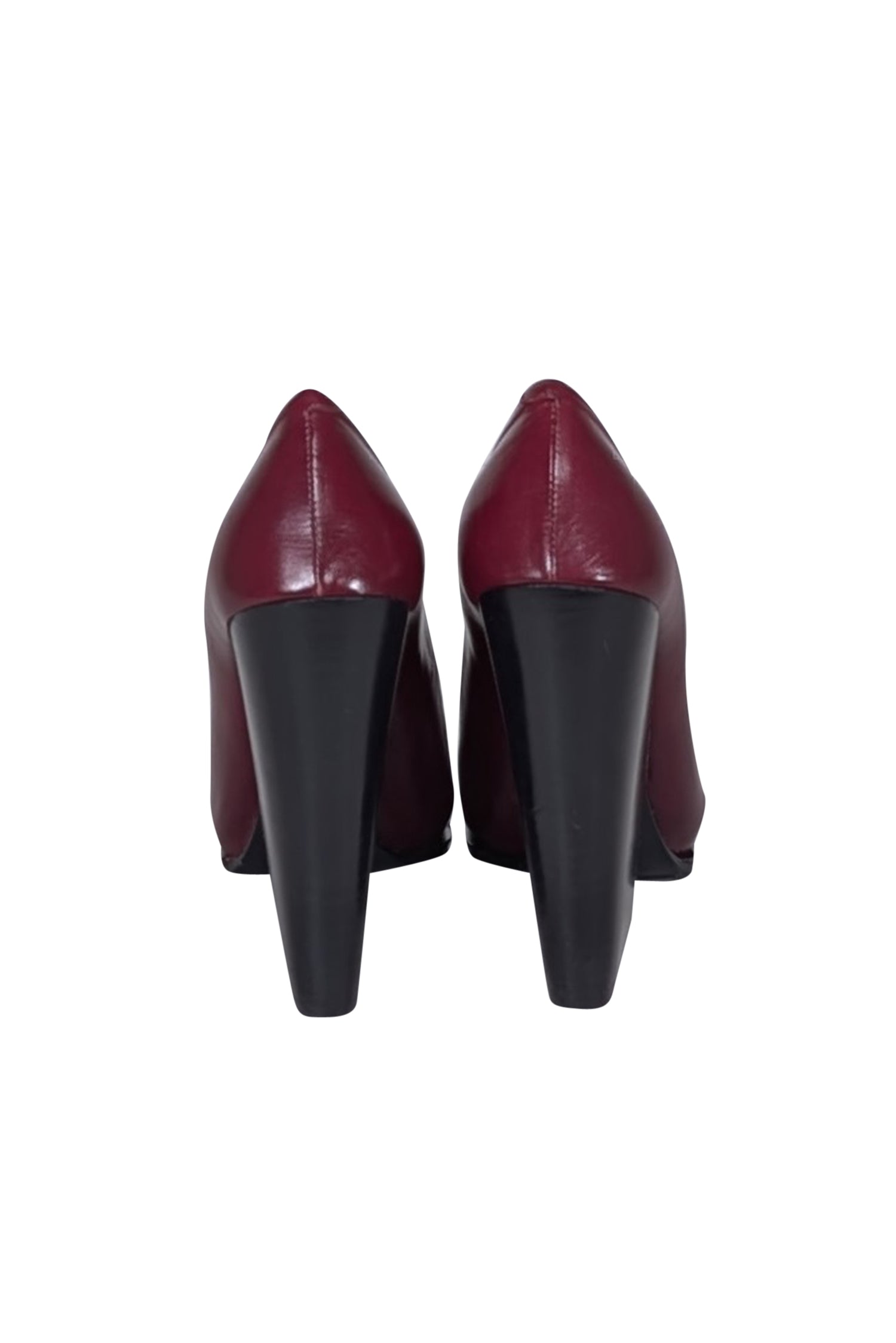 Celine's Stunning Maroon Leather Chunky Heel Pumps - Size 10