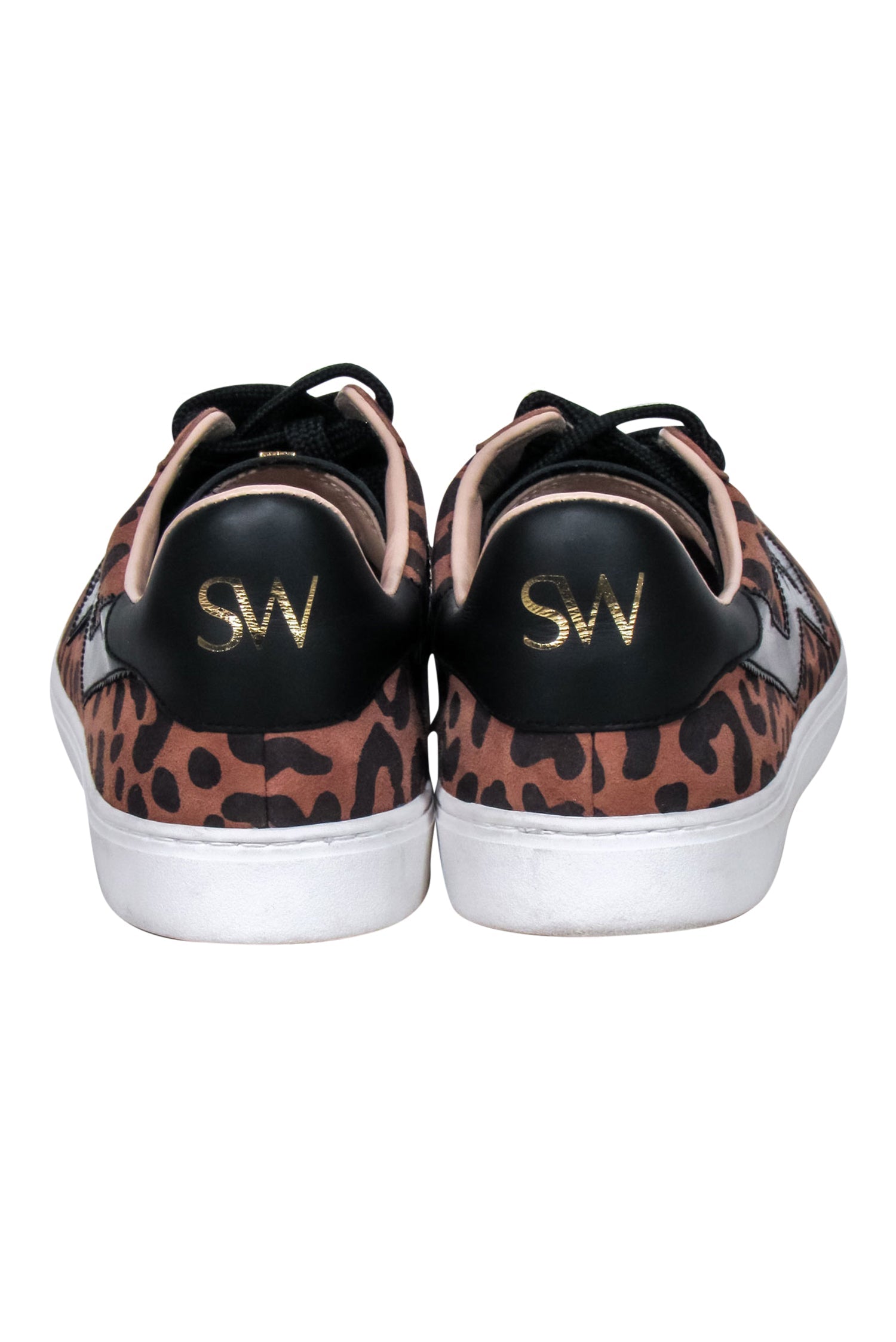 Stuart Weitzman Tan & Black Leopard Print Sneakers - Size 9.5 - Fashionable Footwear