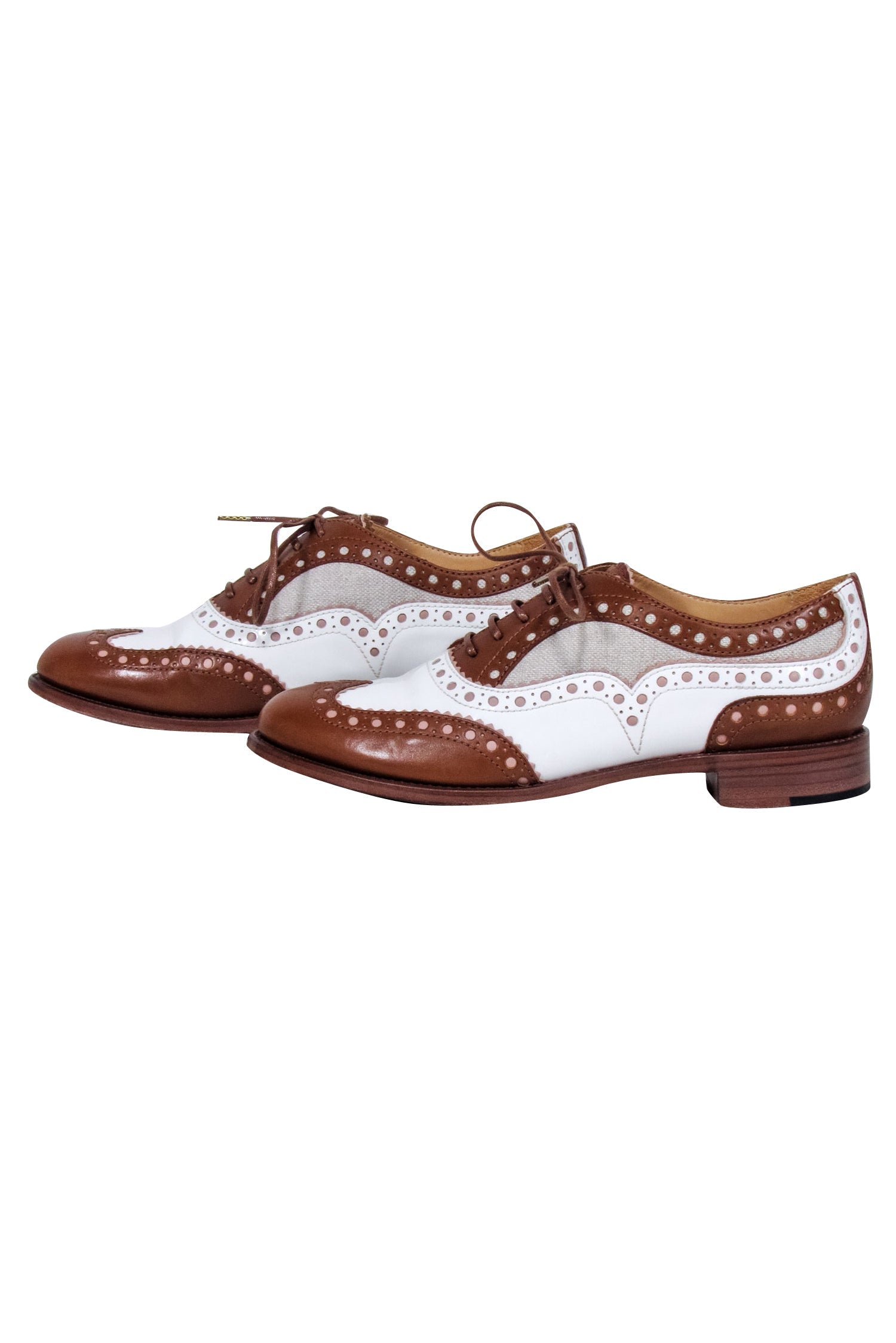 Angela Scott's Stylish Cognac & White 'Mr. Doubt' Oxfords - Size 9