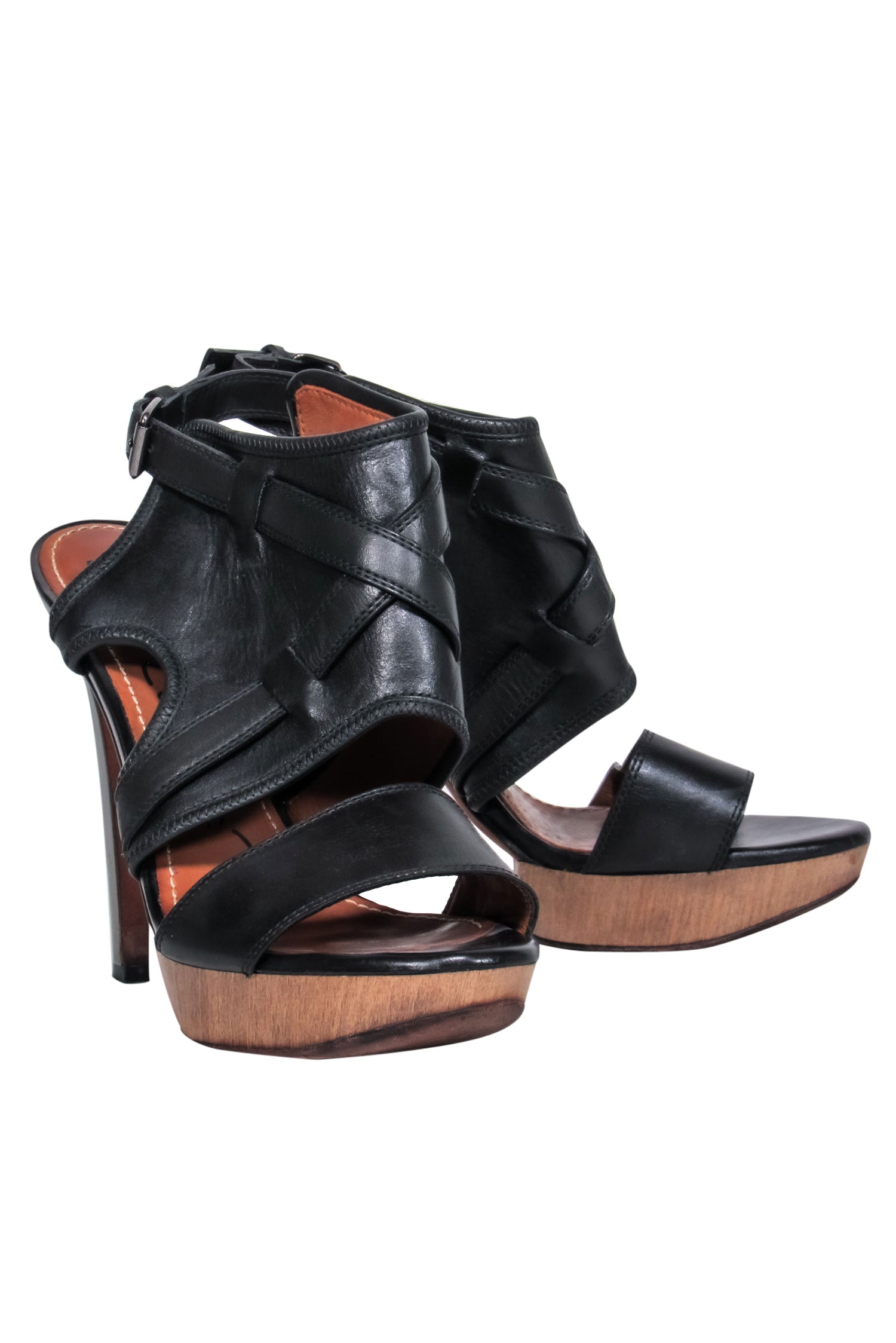 Lanvin Black Leather Strappy Platform Pumps - Size 7.5: Club-Ready Glam!