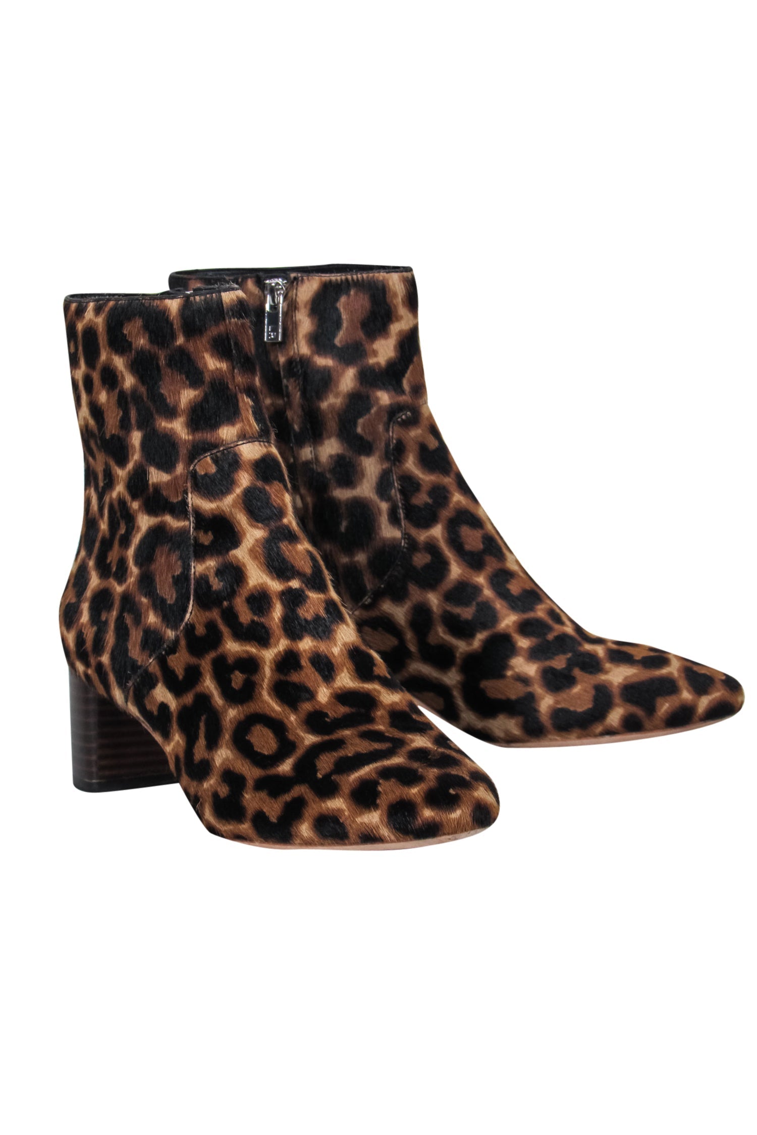 Loeffler Randall - Stunning Tan & Black Leopard Print Calf Hair Block Heel Booties, Size 6.5
