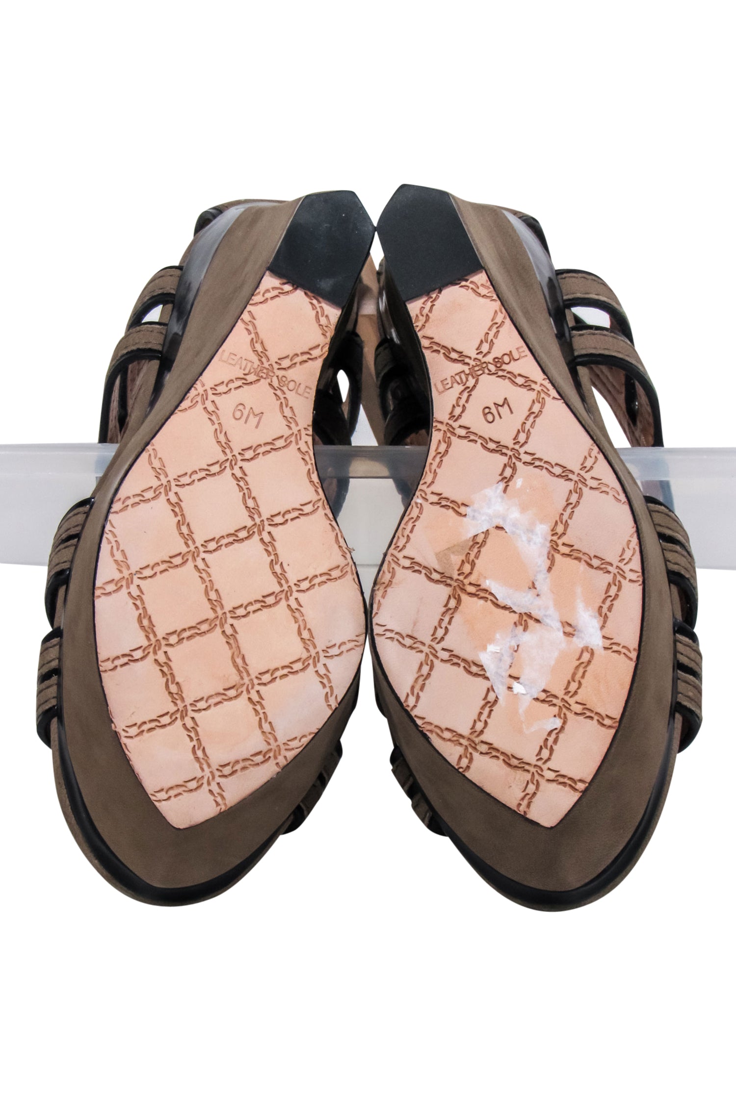L.A.M.B. Beige & Black Strapped Platform Wedges - Size 6: Unleash Your Inner Rebel!