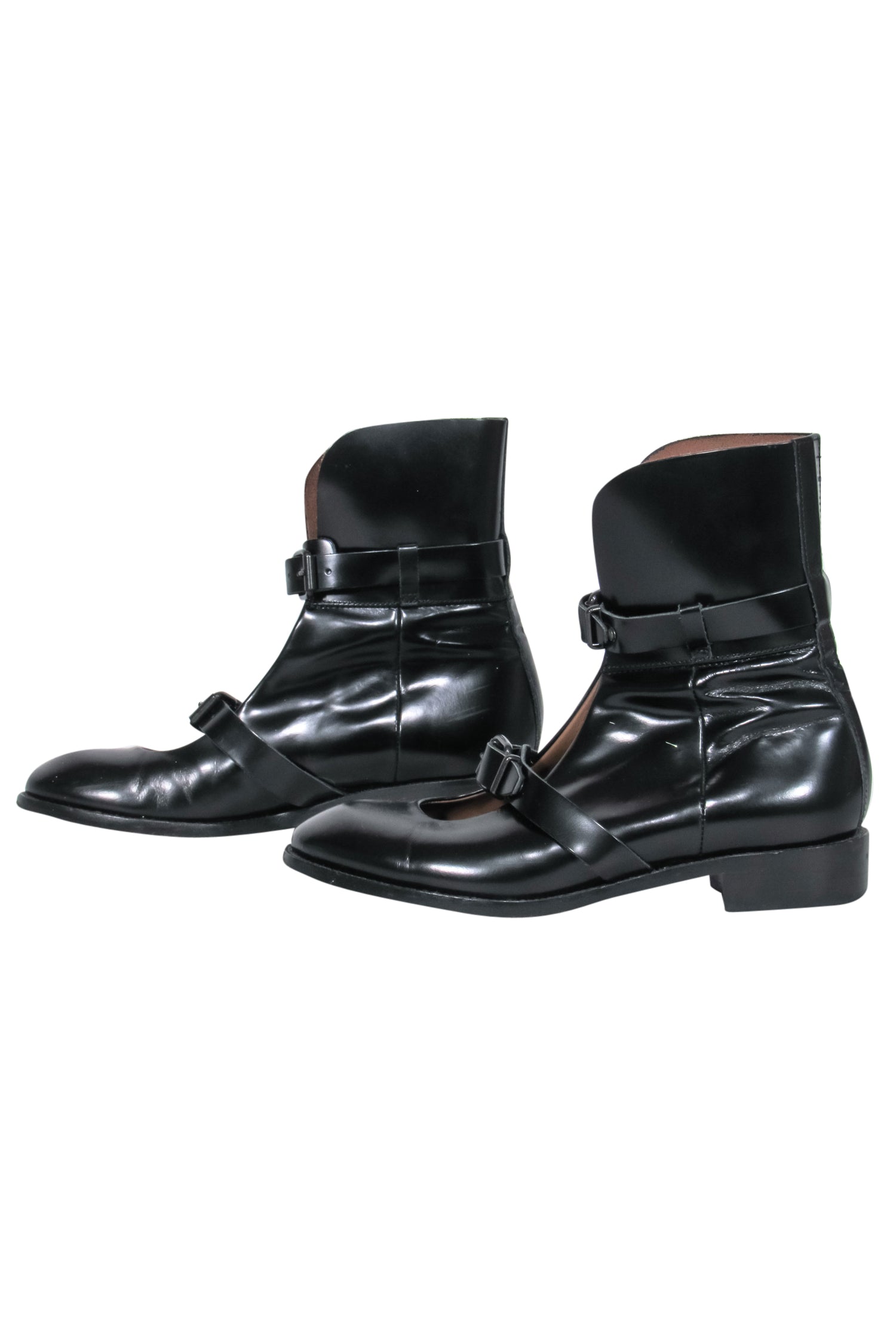 Acne Studios - Stunning Black Leather Buckled Cutout Petra Booties in Size 8