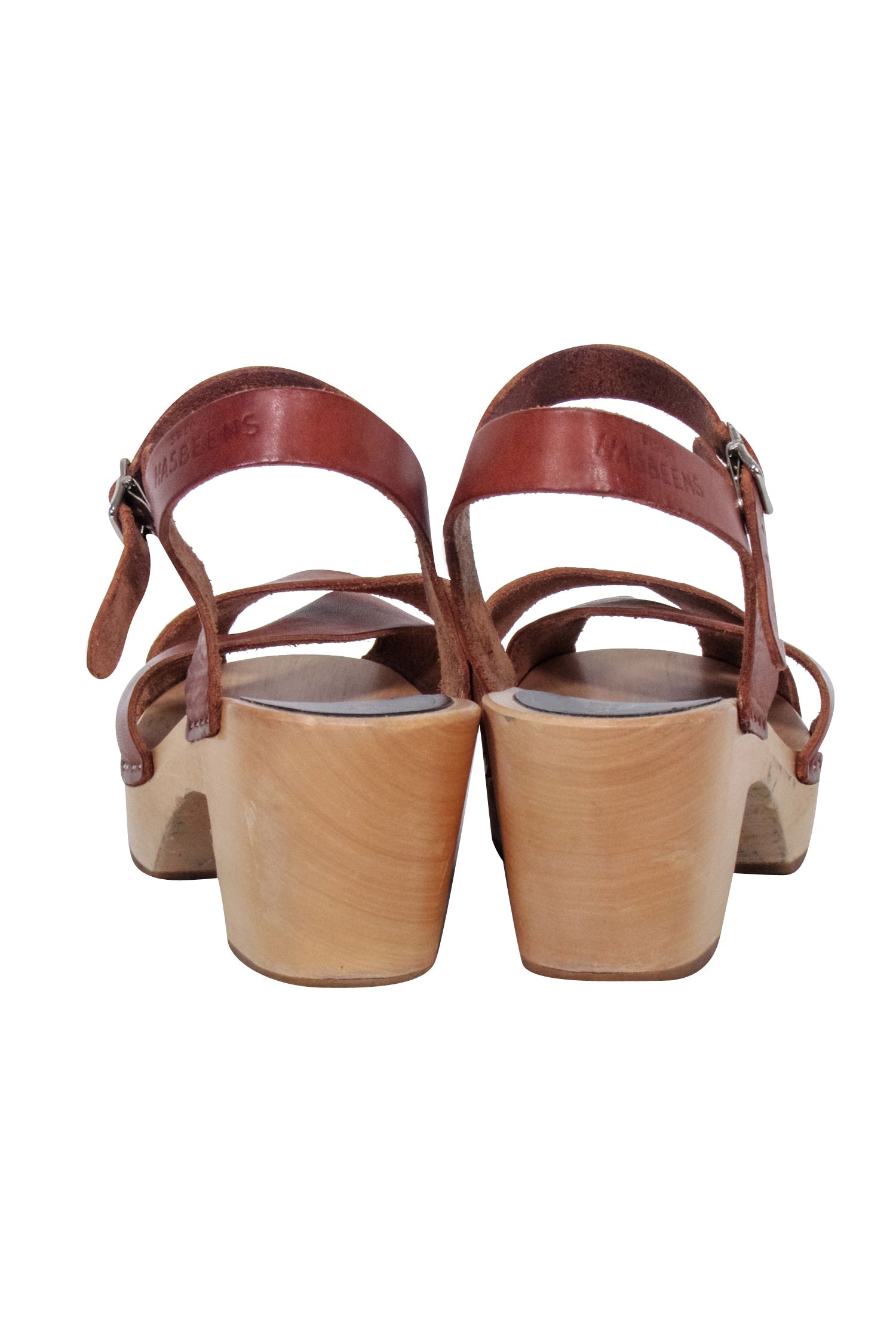 Swedish Hasbeens Brown Leather Strappy Heel Sandals - Size 9