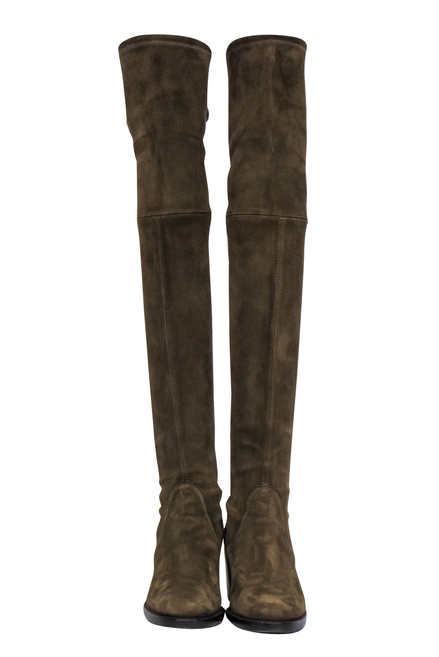 Stuart Weitzman Olive Suede Block Heel Over-the-Knee Boots - Size 8