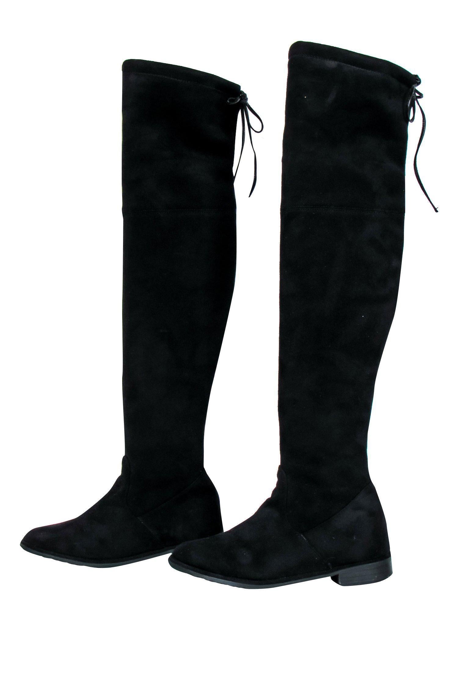 Stuart Weitzman Black Faux Suede Over-the-Knee Boots - Size 8.5