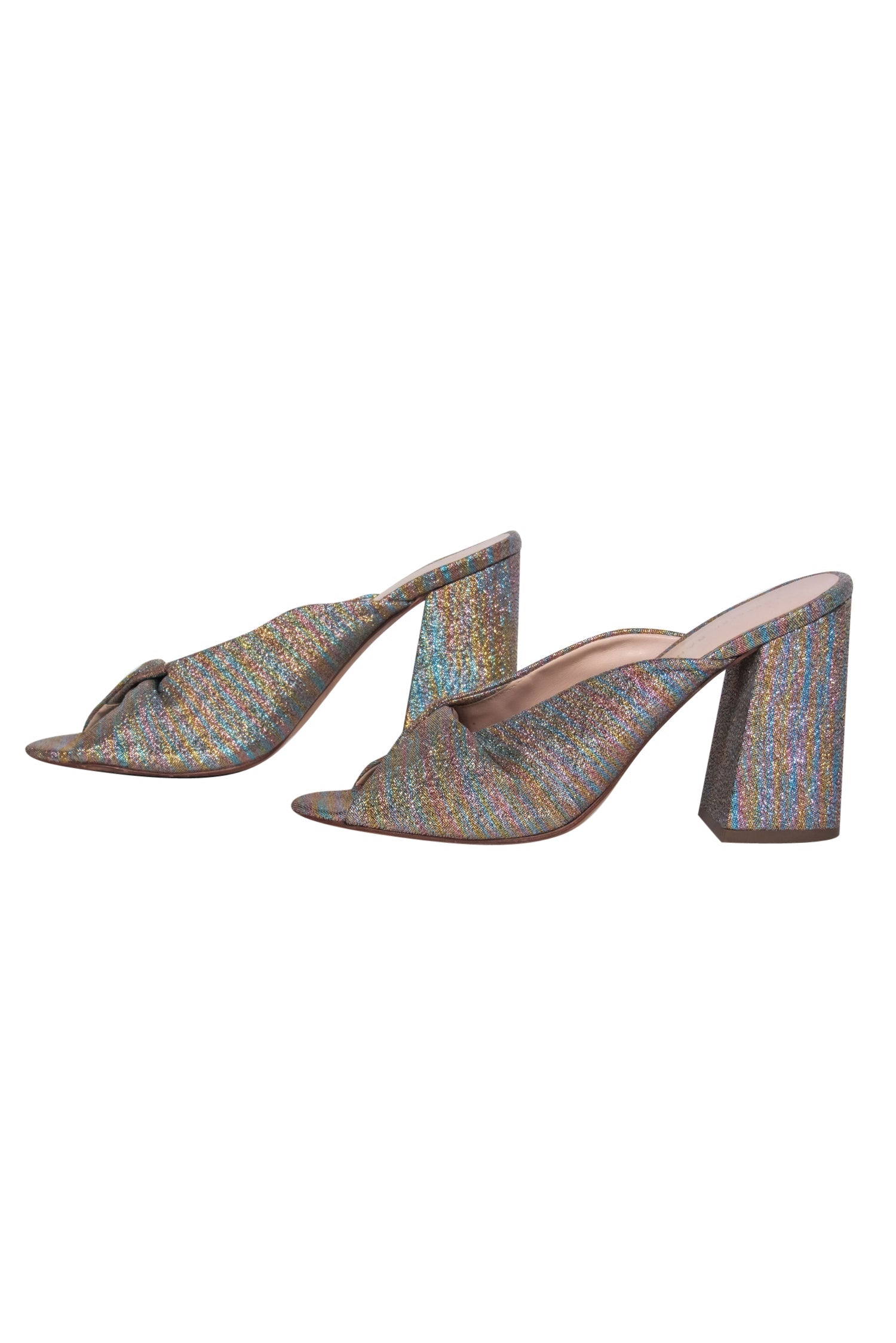 Loeffler Randall - Stunning Multicolor Glitter Twisted Block Heel Mules in Size 7.5