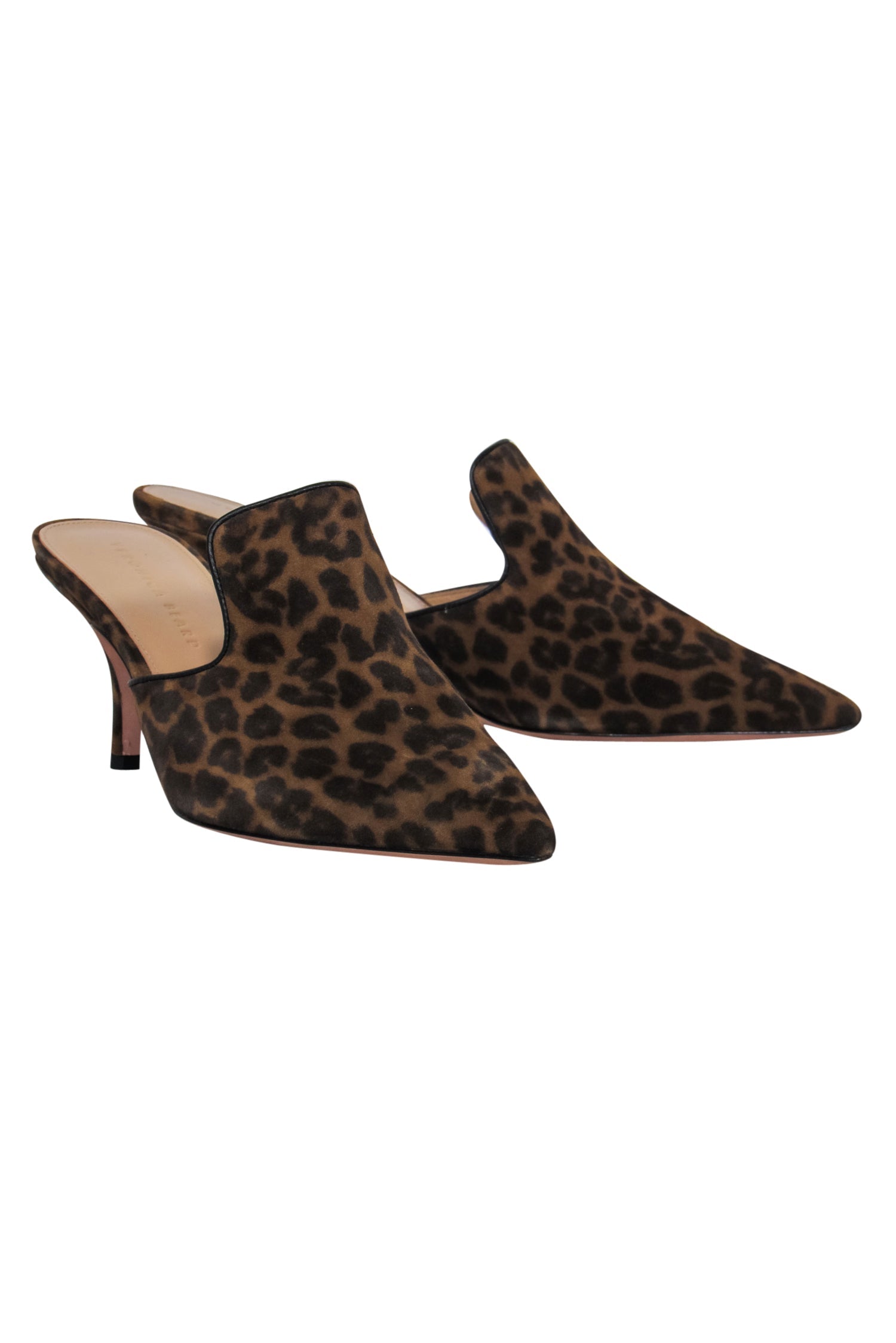 Veronica Beard - Stunning Brown & Black Suede Leopard Print Heeled Mules (Size 10)