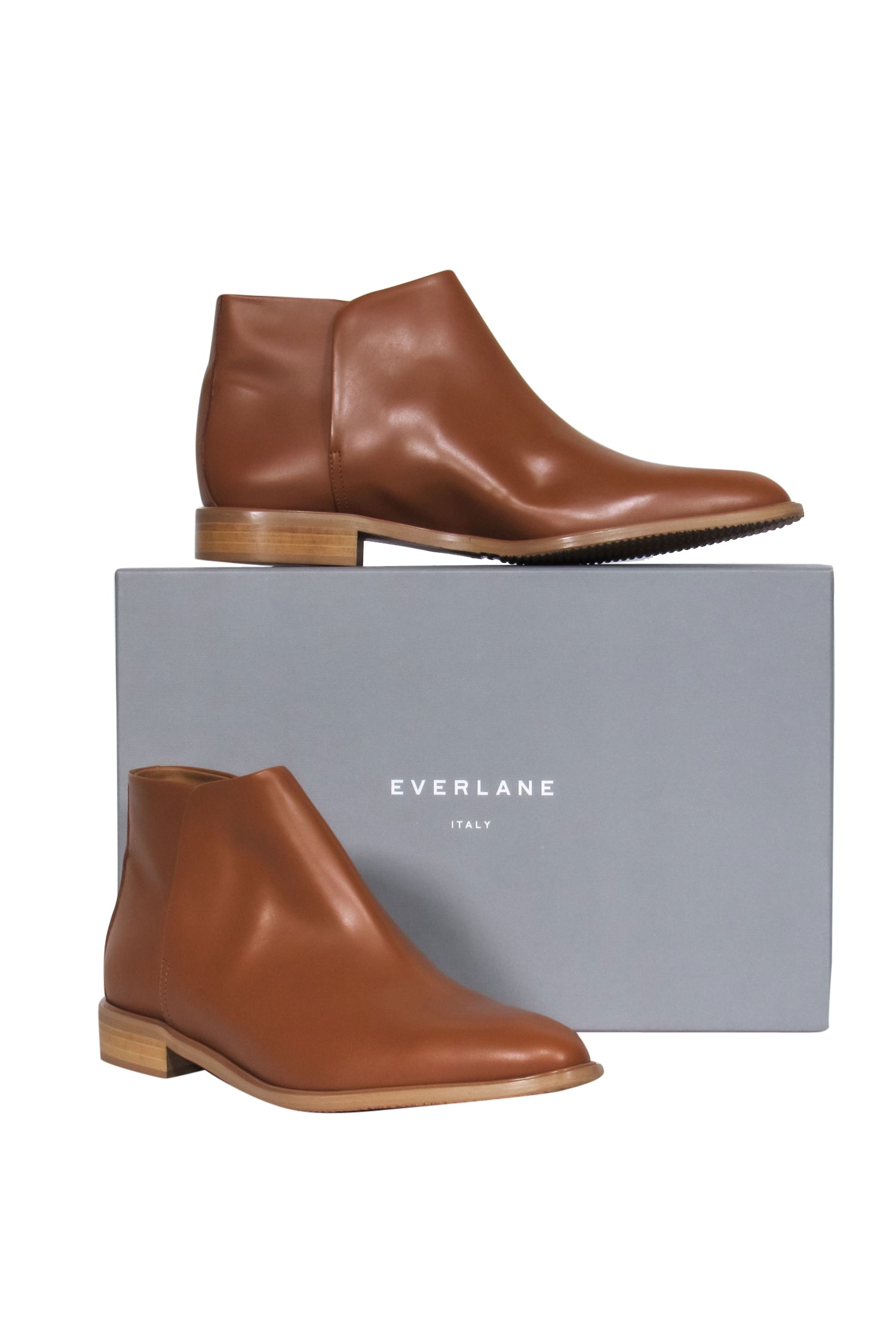 Everlane Light Brown Leather Block Heel Ankle Booties - Size 10: Fall Fashion Must-Have!