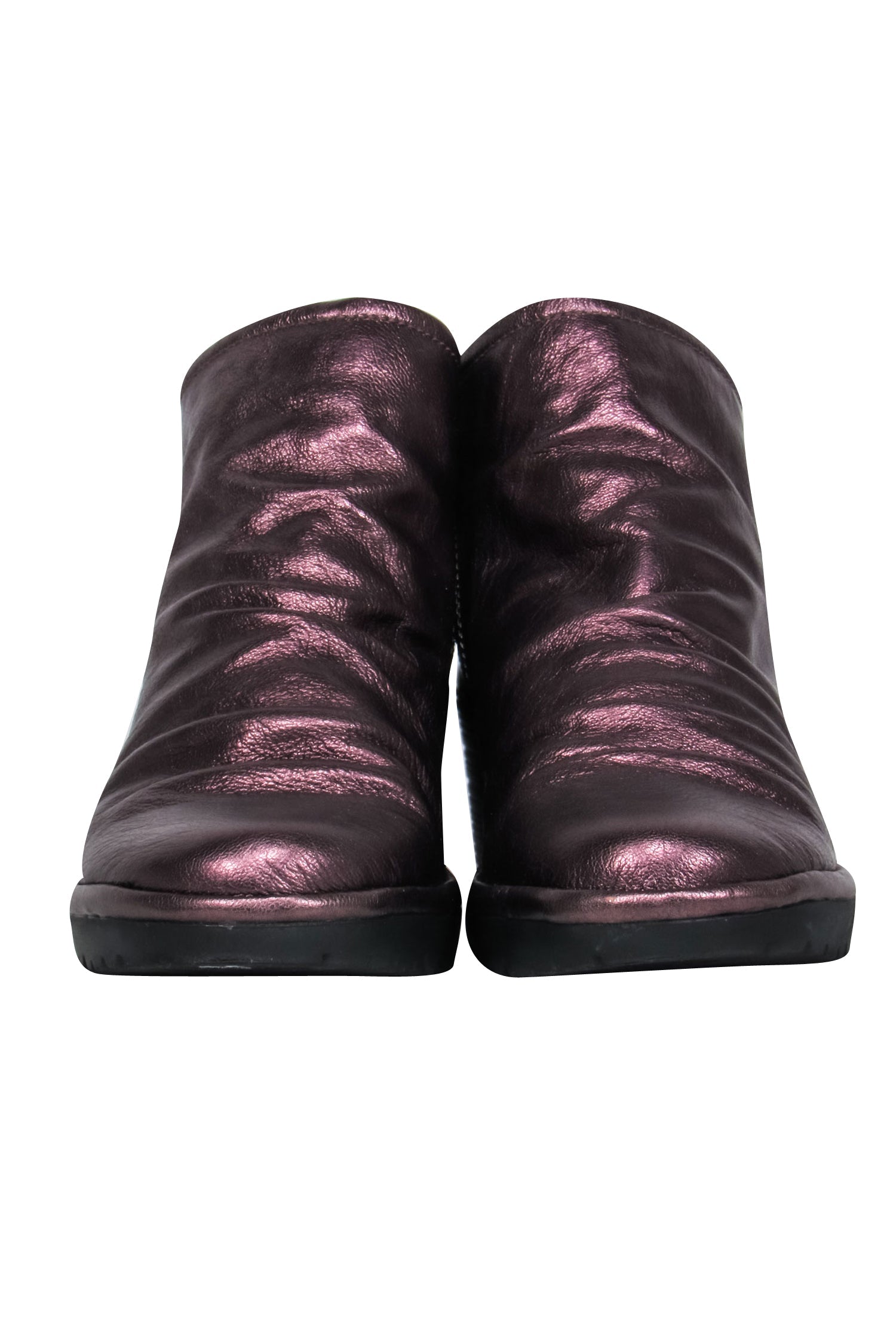 Fly London - Stunning Bronze Leather Round Toe Block Heel Booties, Size 9