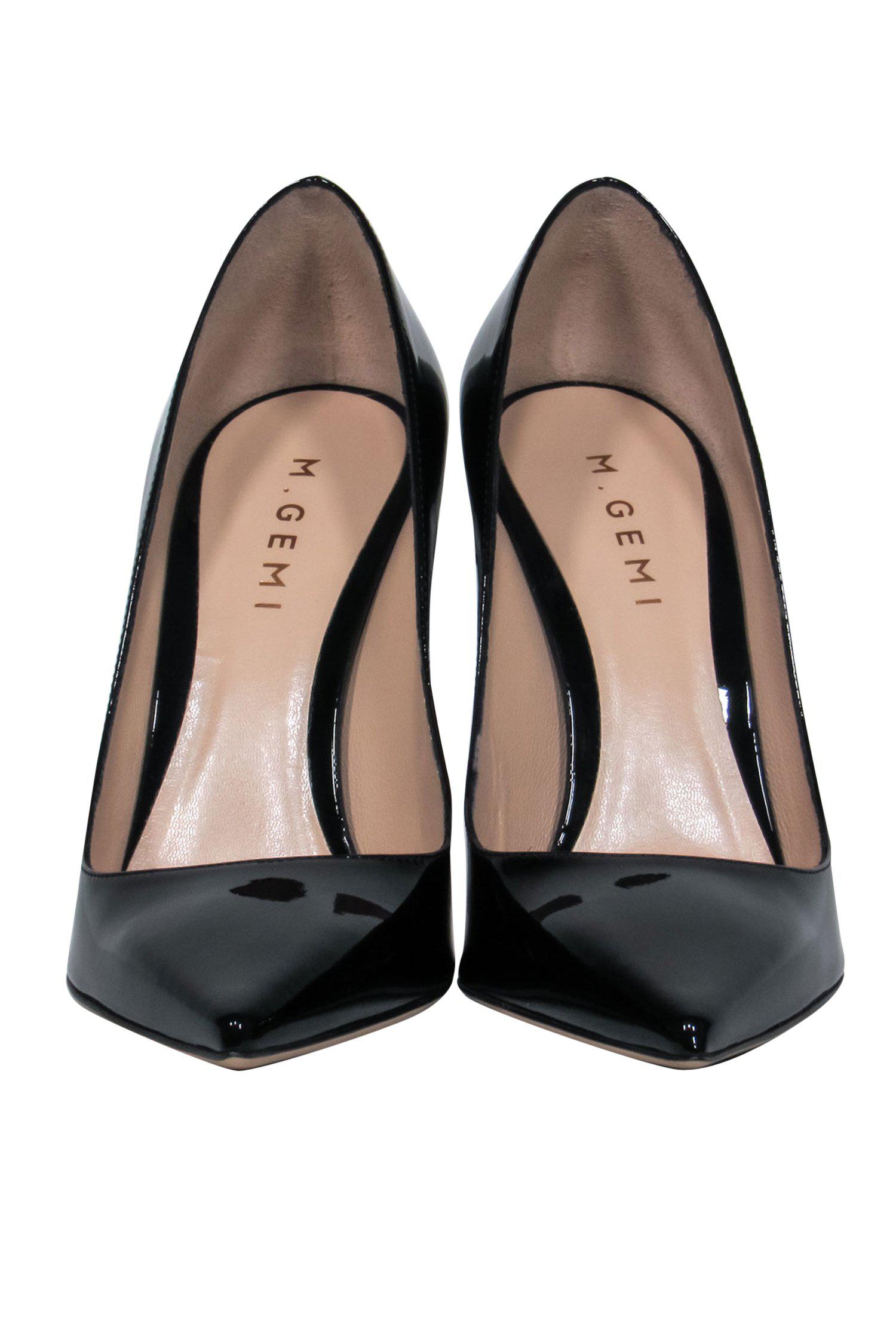 M. Gemi Black Patent Leather Pointed Toe Pumps - Size 8 - Timeless Elegance