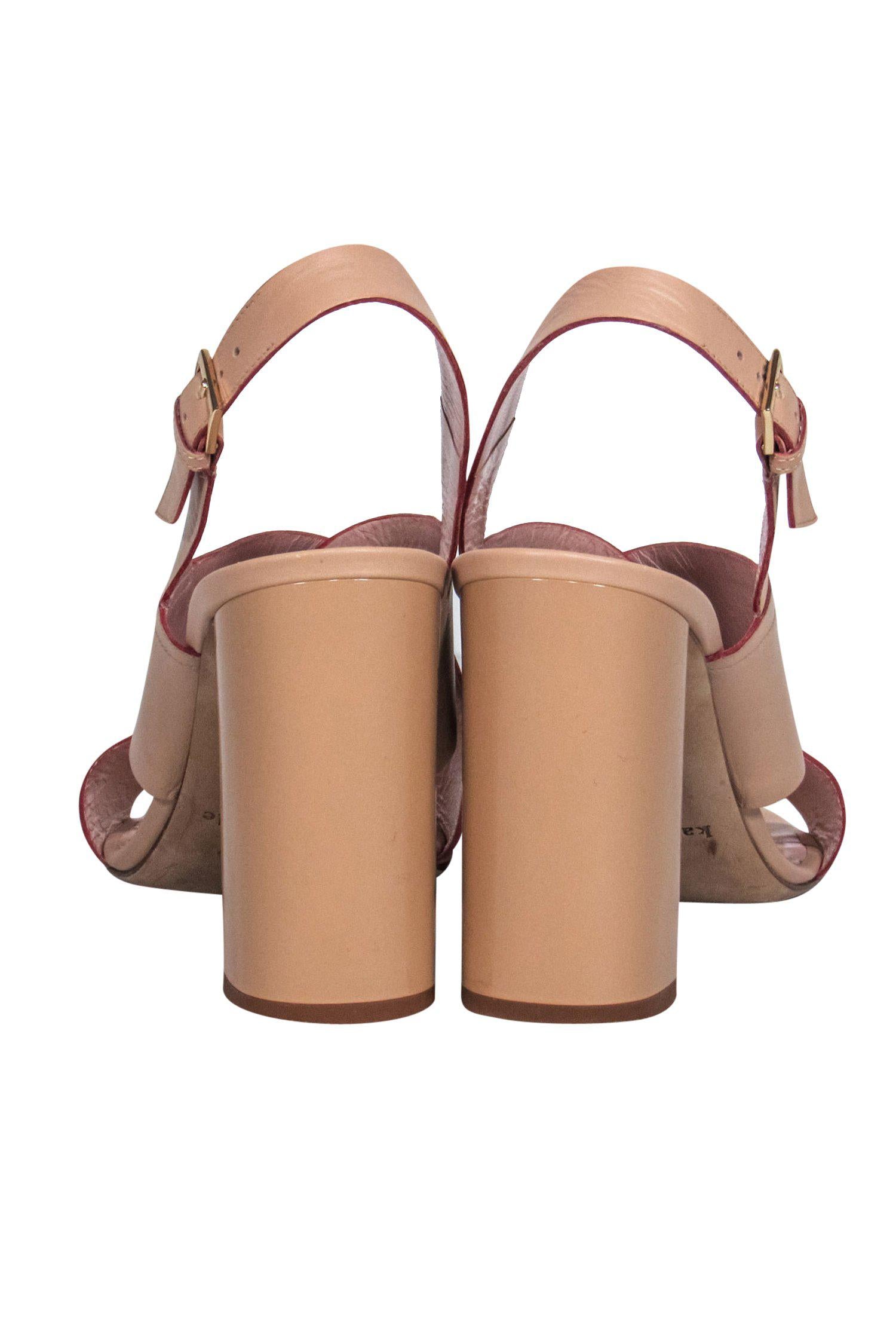 Kate Spade Nude Leather Slingback Block Heel Sandals - Size 10, Irresistible Style!
