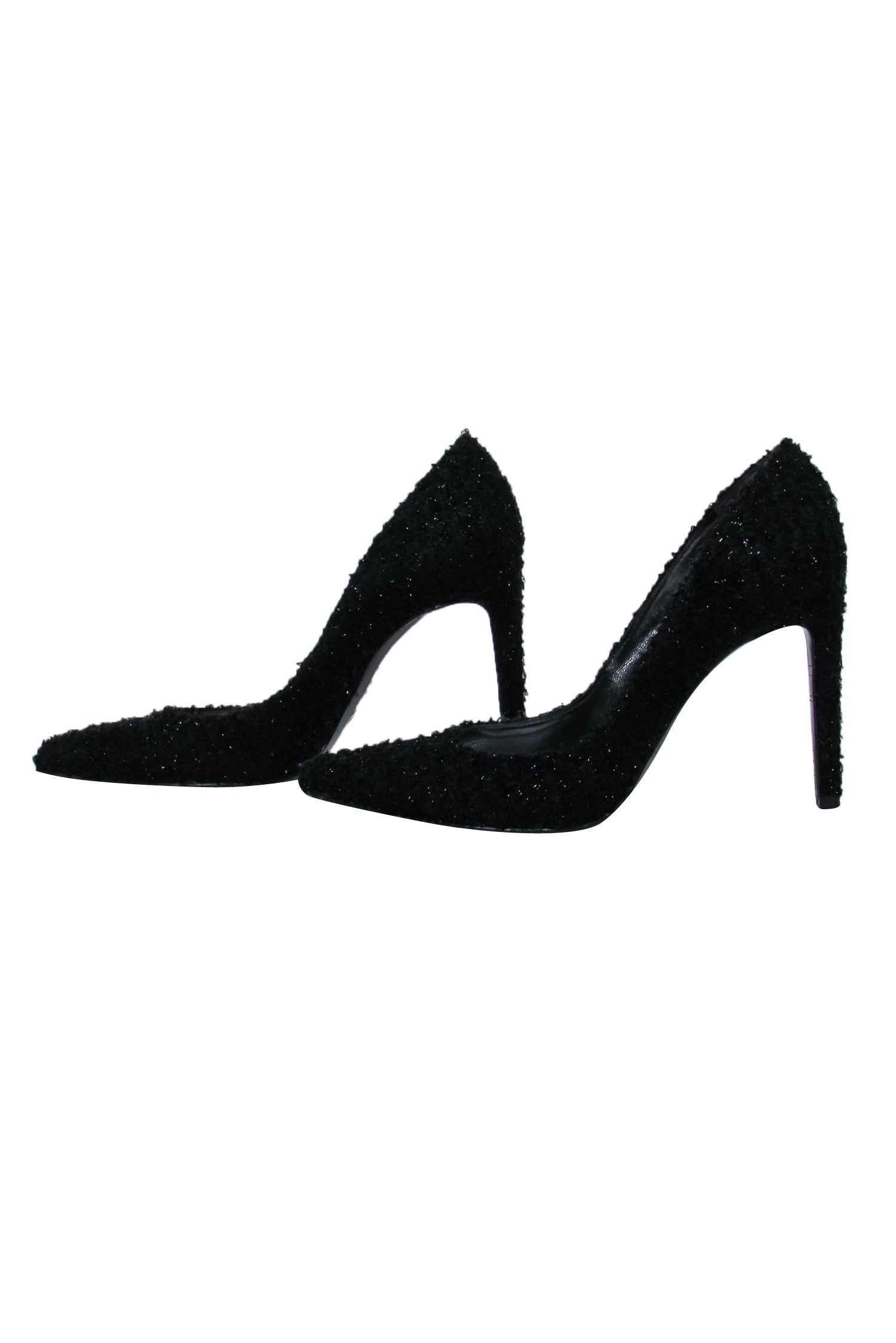 Stuart Weitzman's Glamorous Black Boucle Tweed Pointed Toe Pumps - Size 7.5