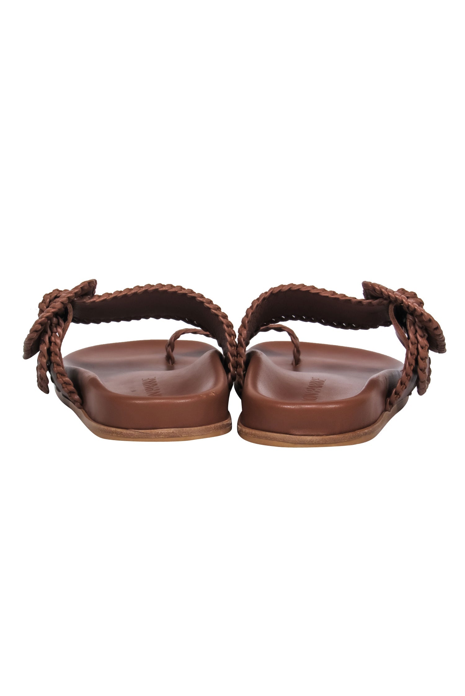 Marion Parke Cognac Leather Buckle Sandals - Size 6