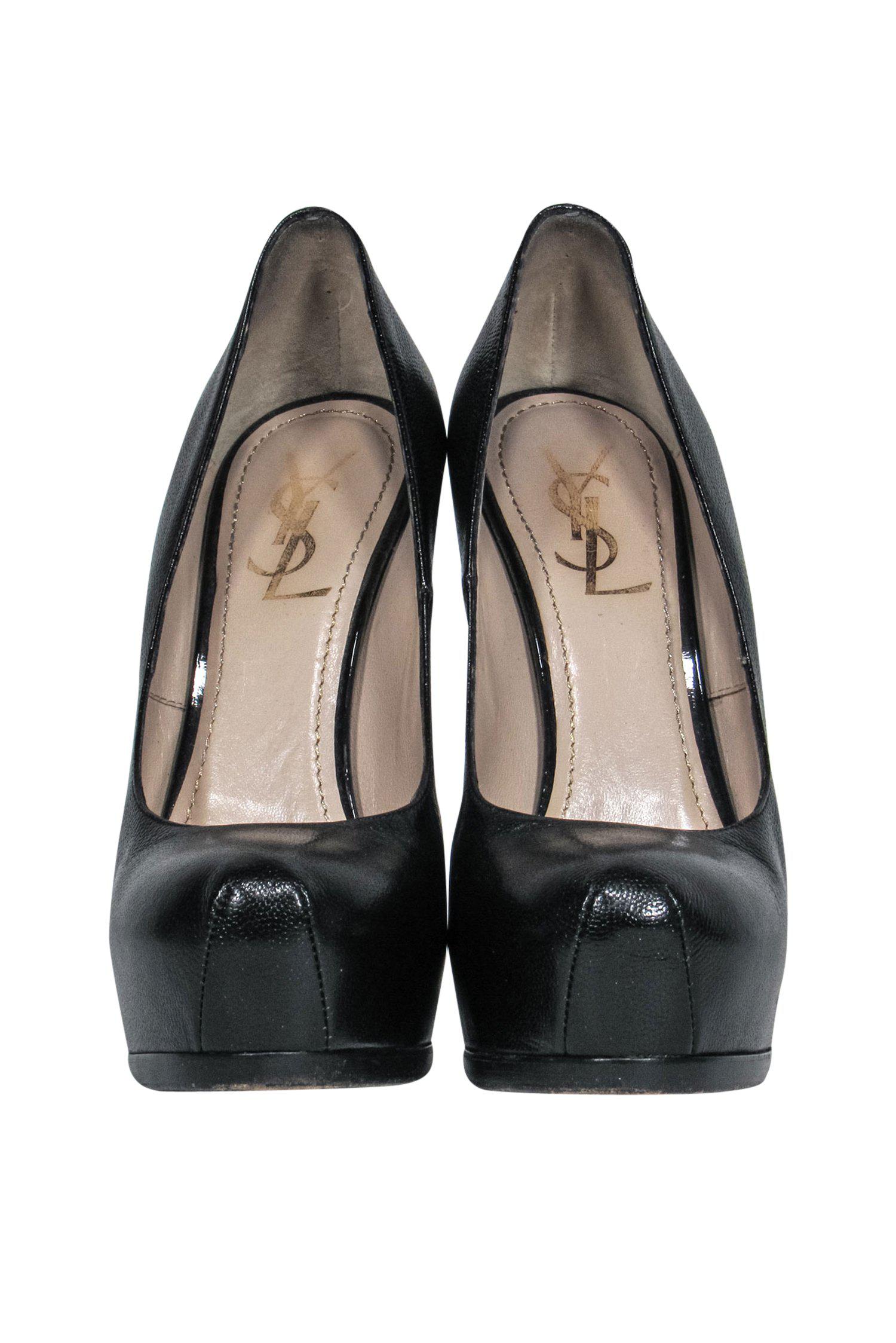 Yves Saint Laurent Black Leather Platform Stilettos - Size 8: Glam Up Your Look!