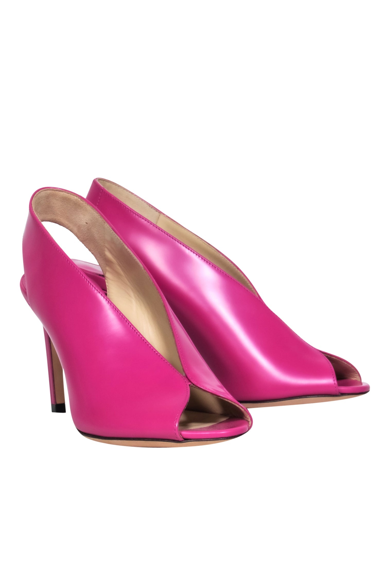 Jimmy Choo Magenta Leather Peep Toe Slingback Pumps - Size 6