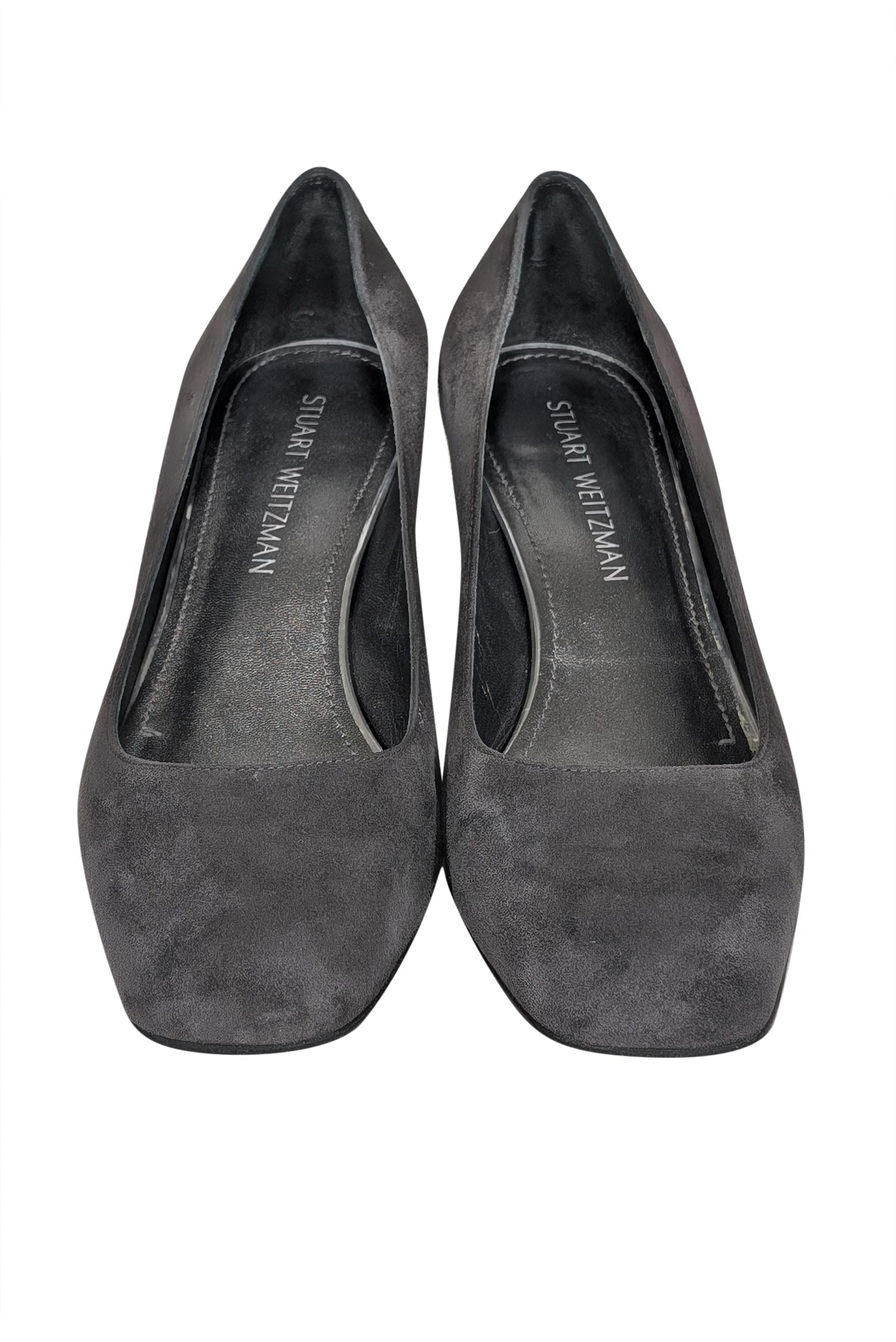 Stuart Weitzman Grey Suede Block Heel Pumps - Size 9 - Elevate Your Style!