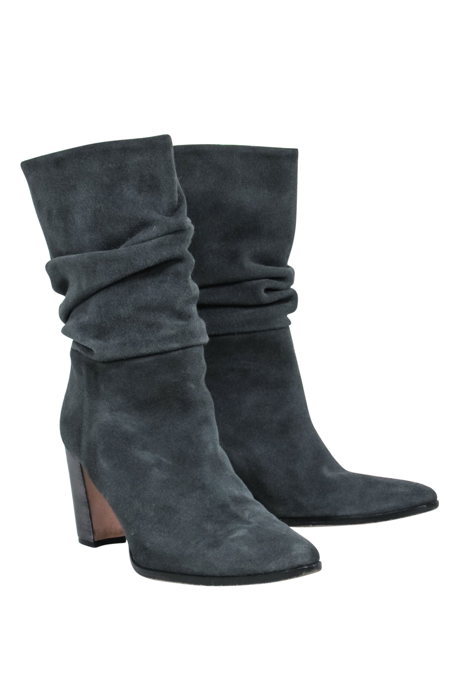 Manolo Blahnik Slate Grey Suede Slouchy Boots - Size 8 - A Fall Fashion Must-Have