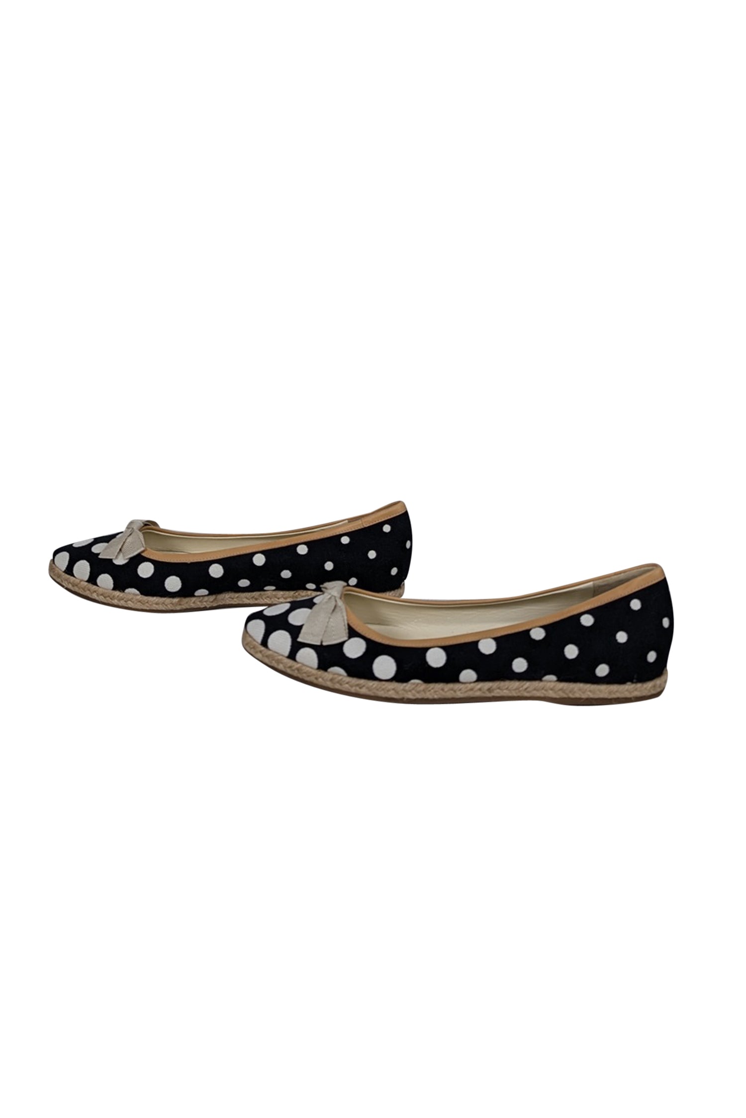Miu Miu's Charming Black & White Polka Dot Espadrille Flats - Size 9