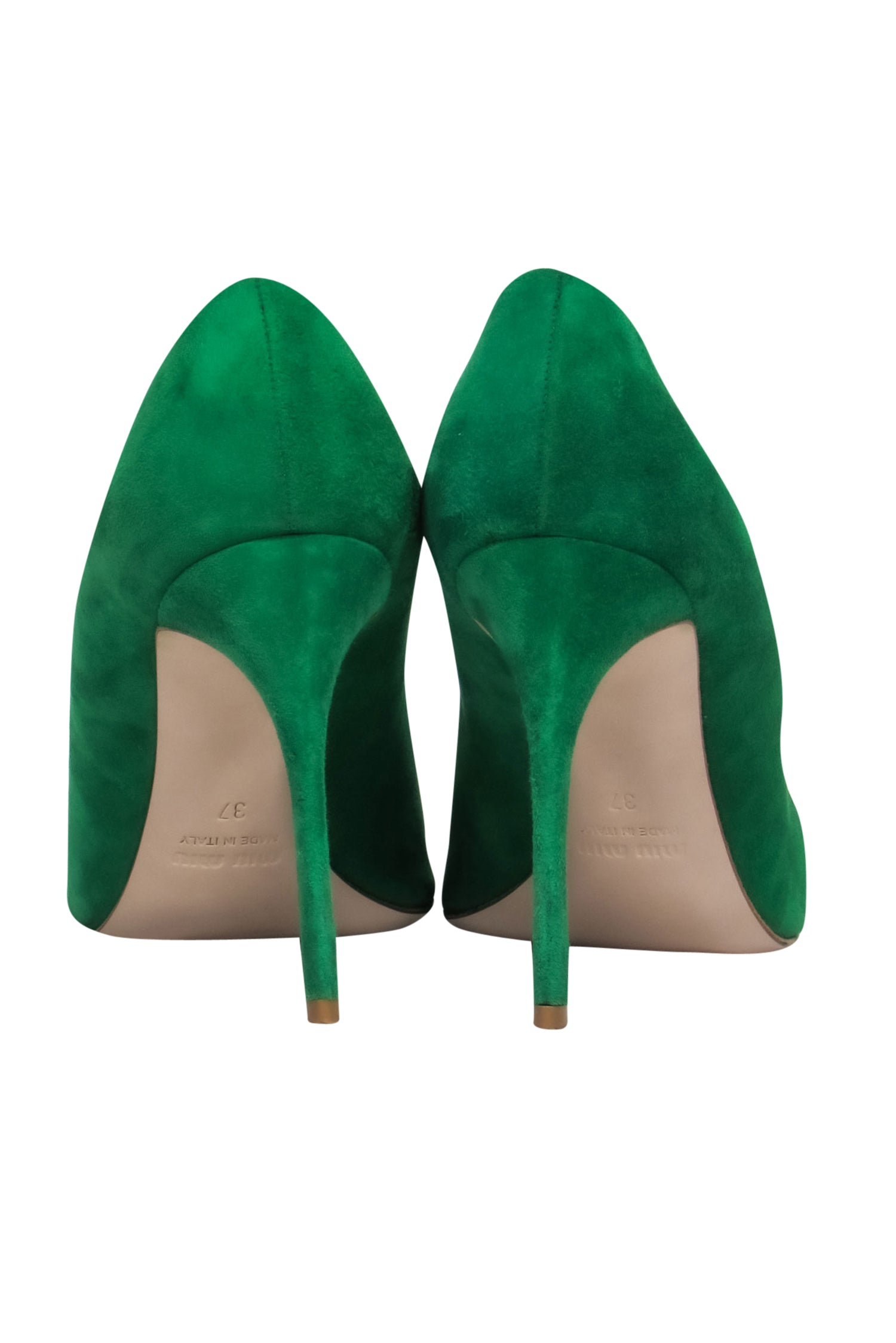 Miu Miu Green Suede Pointed-Toe Pumps - Size 7: A Fashion Statement!