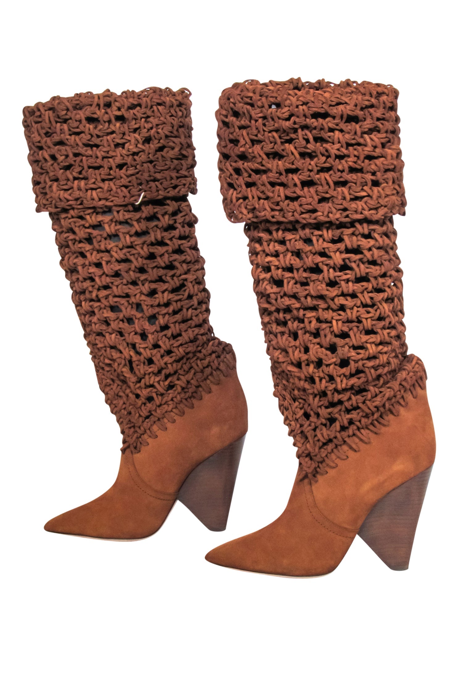 Yves Saint Laurent Tan Suede 'Soho Niki 105' Thigh - High Boots - Size 9